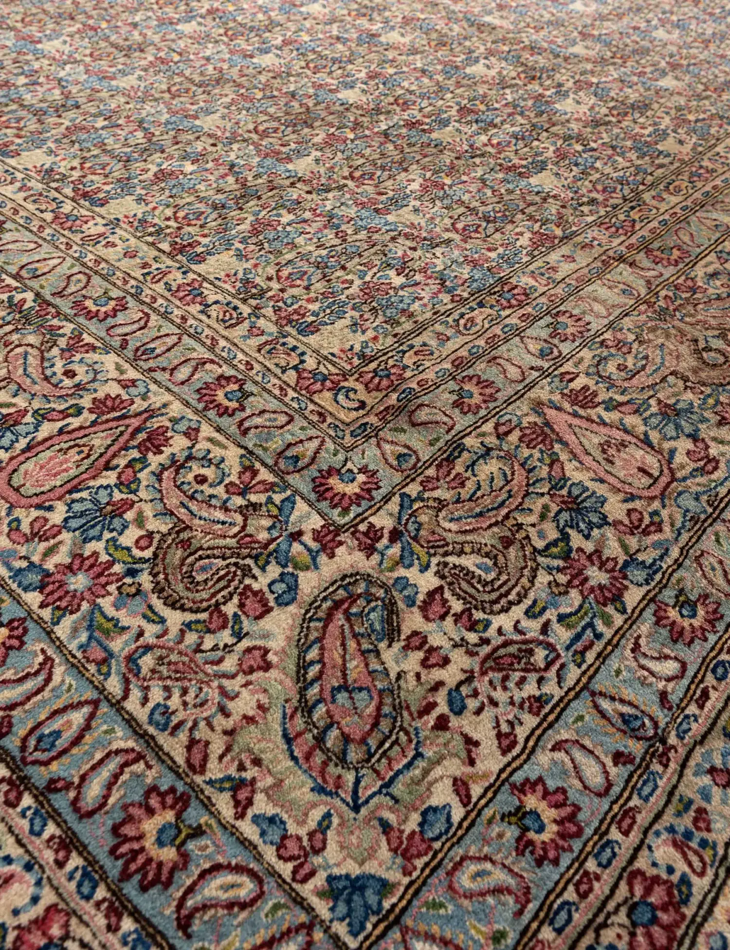 Ruskea Persia Kerman Patina 389 x 290 cm - Ainutlaatuinen käsintehty matto