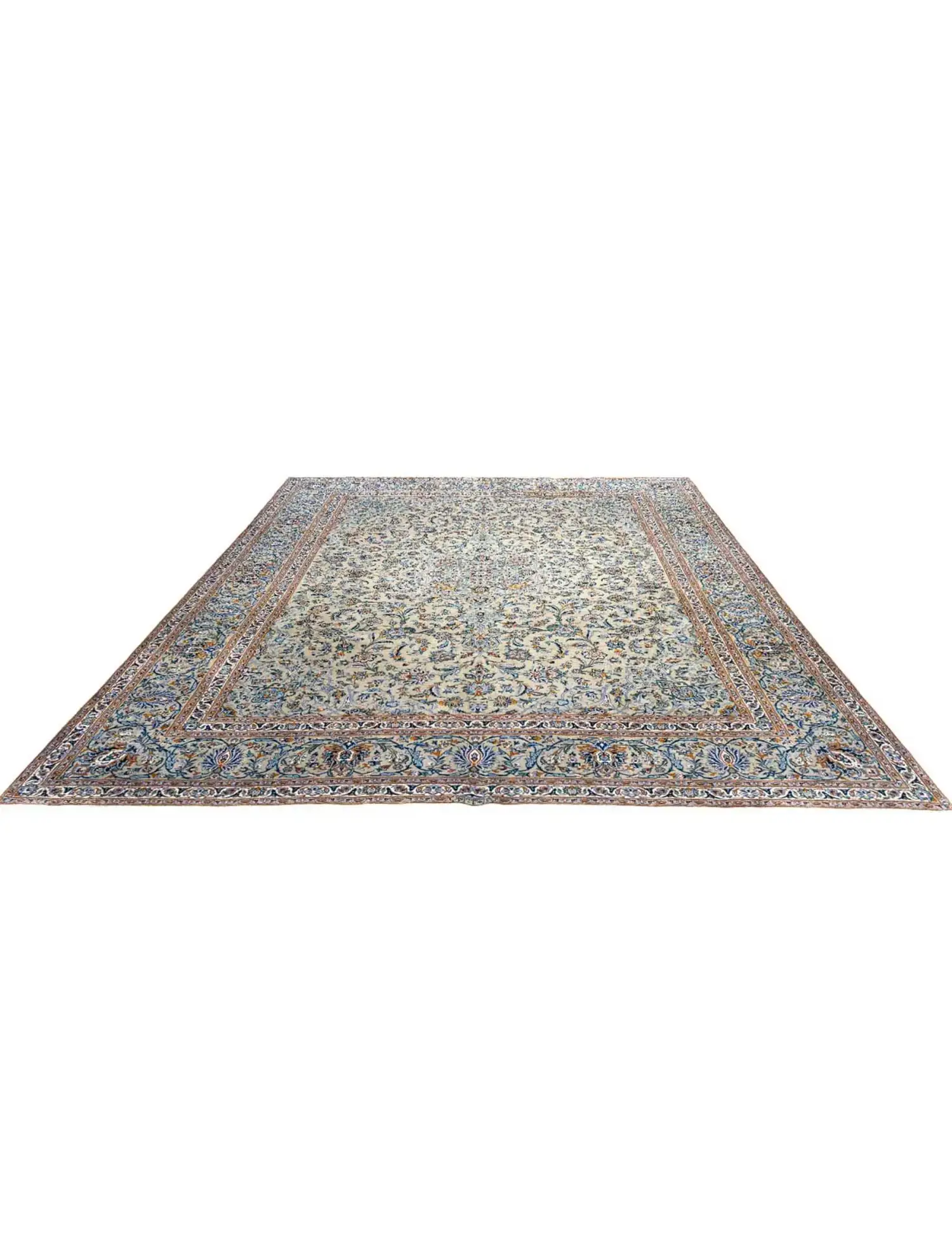 Verde Persiano Kashan Patina 415 x 300 cm - Tappeto unico fatto a mano