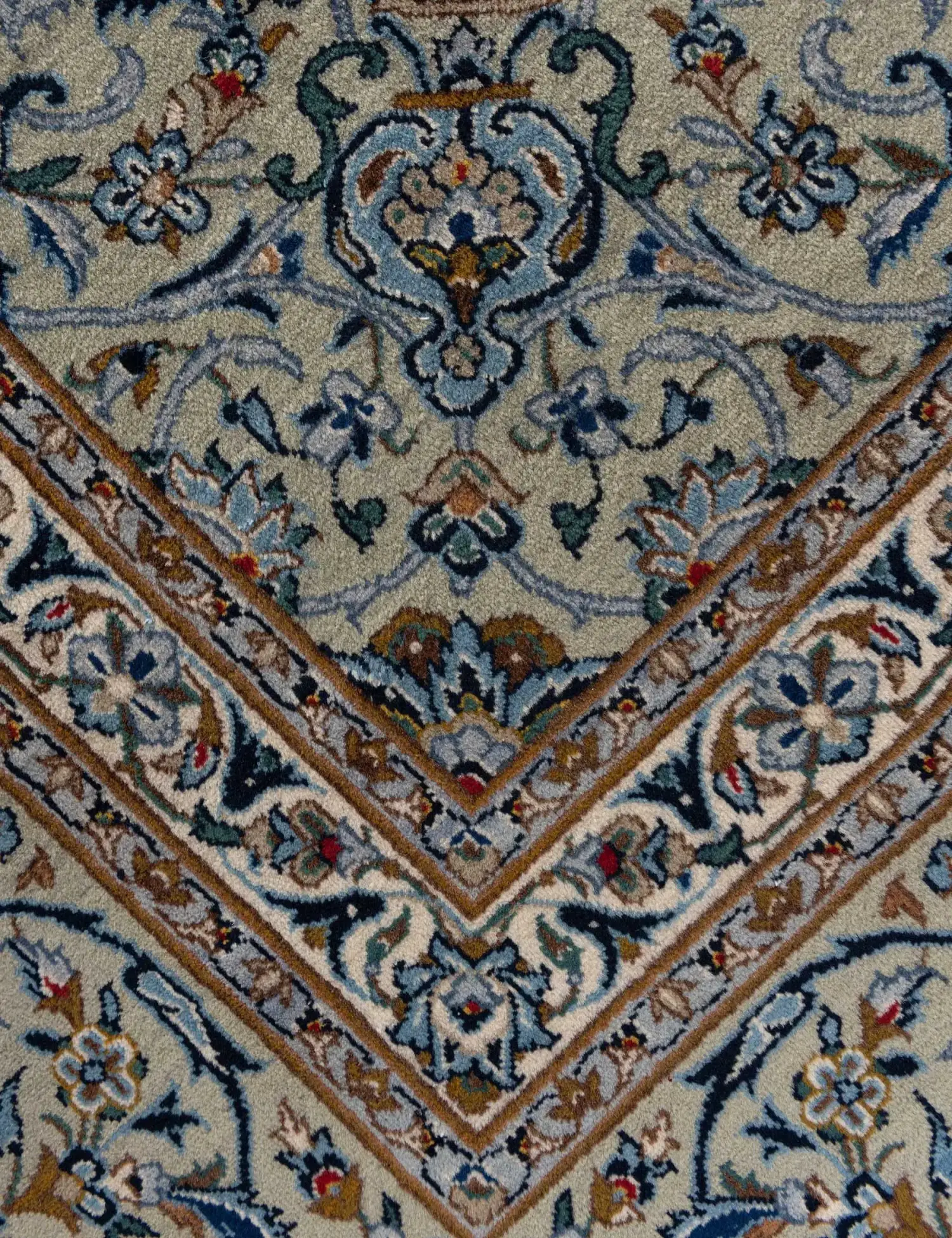 Verde Persiano Kashan Patina 415 x 300 cm - Tappeto unico fatto a mano
