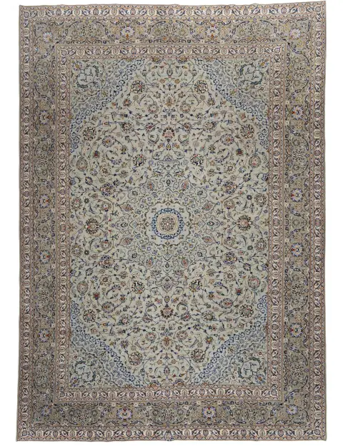Grønn Persia Kashan Patina 394 x 292 cm