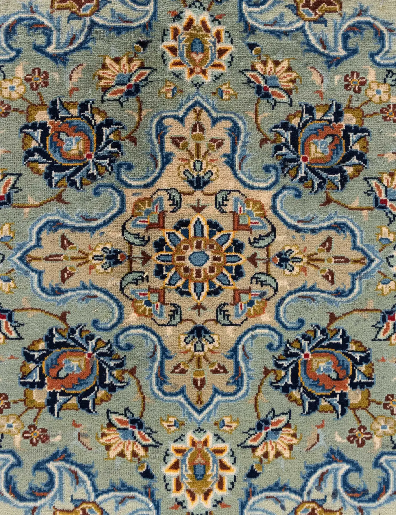 Verde Persiano Kashan Patina 340 x 245 cm - Tappeto unico fatto a mano