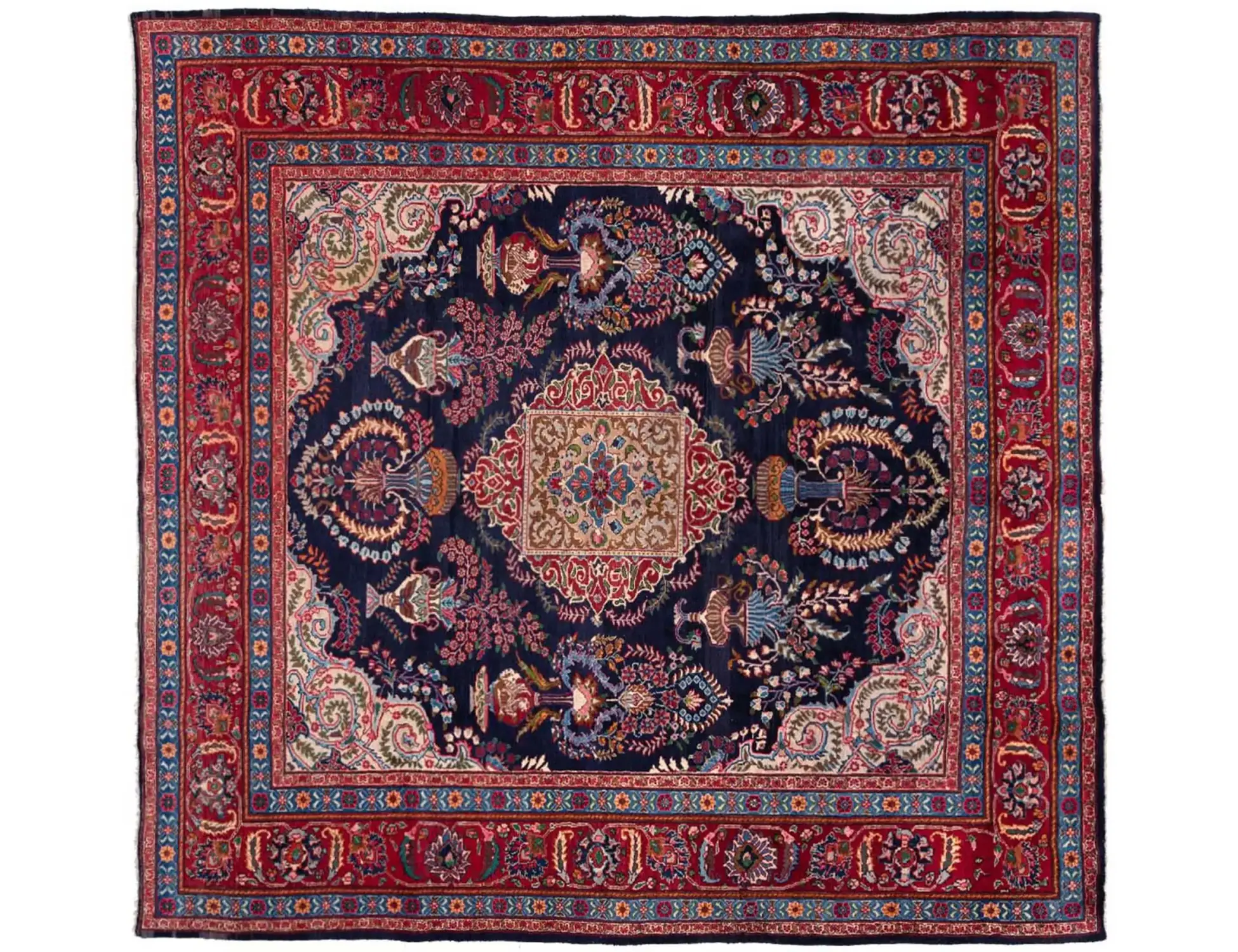 Bleu Persan Khorasan Patina 283 x 243 cm - Tapis fait main unique