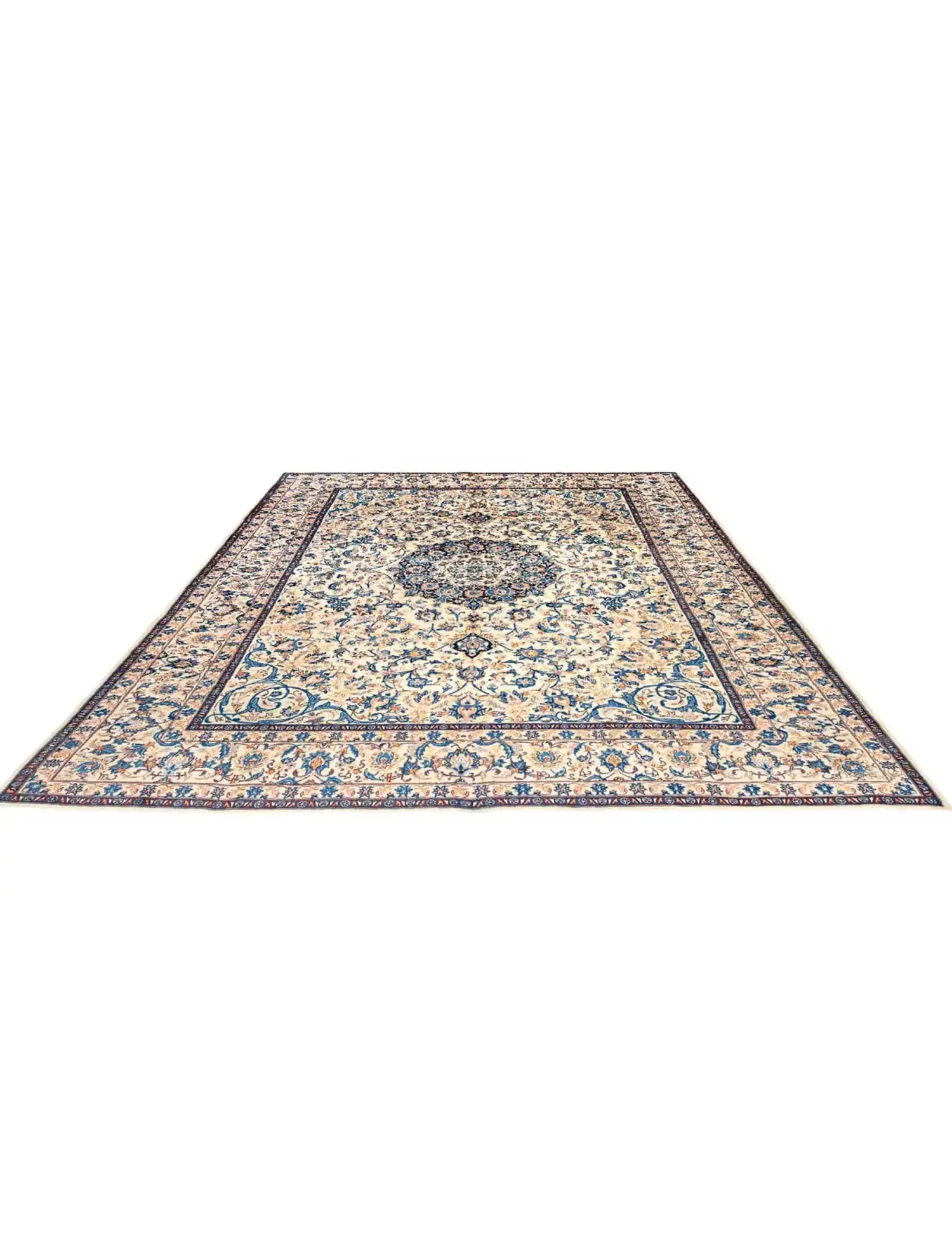 Beige Persa Kashmar Patina 385 x 298 cm - Alfombra única hecha a mano