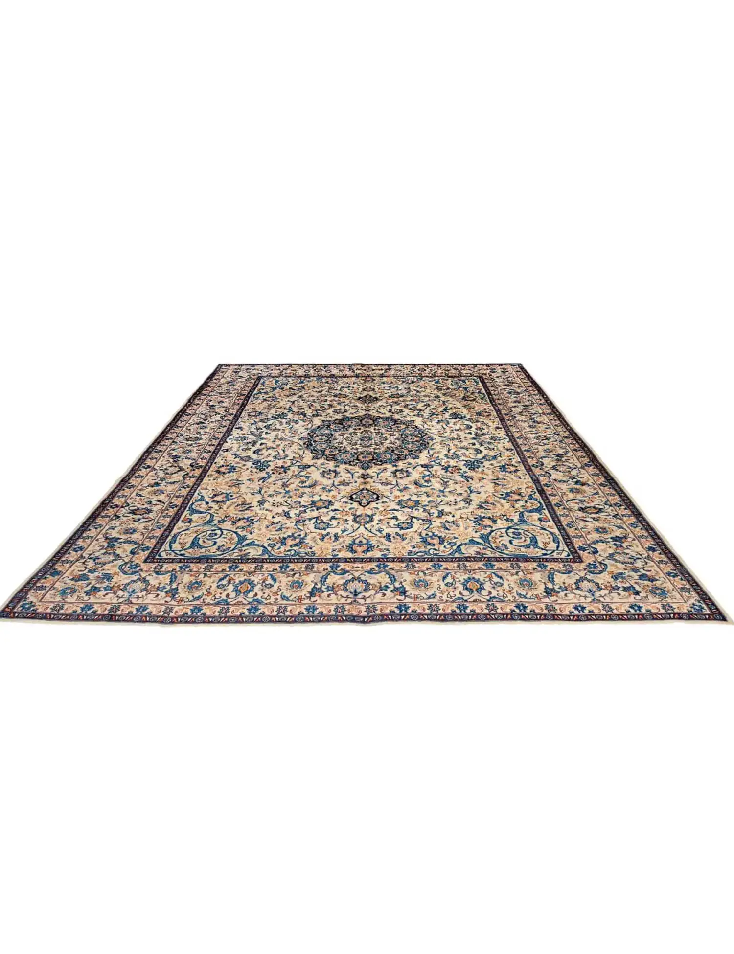 Beige Persa Kashmar Patina 385 x 298 cm - Alfombra única hecha a mano