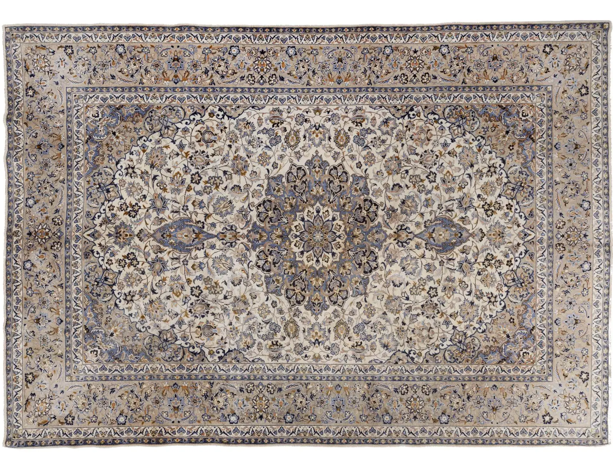 Beige Persa Kashan Patina 397 x 292 cm - Alfombra única hecha a mano