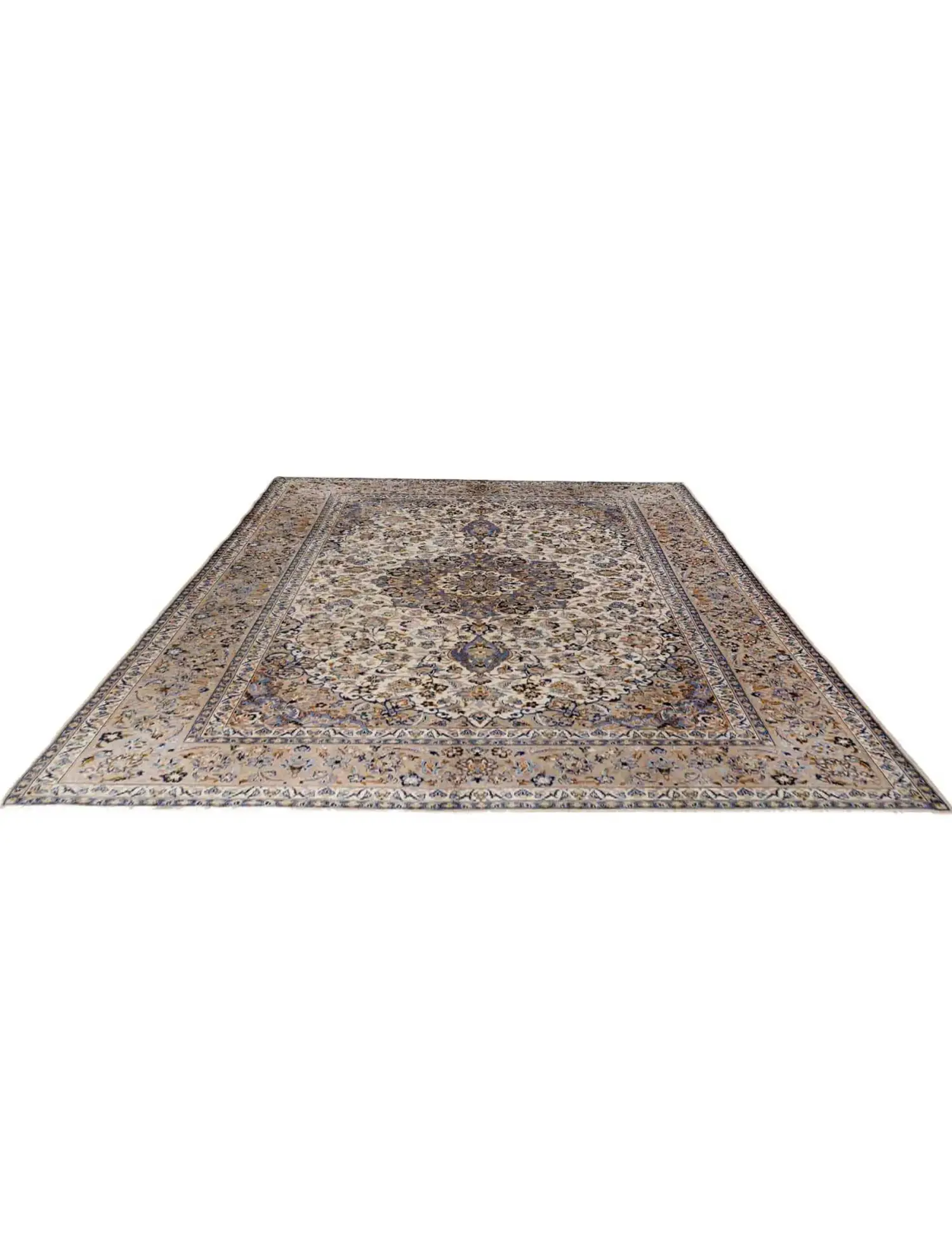 Beige Perzië Kashan Patina 397 x 292 cm - Uniek handgemaakt tapijt