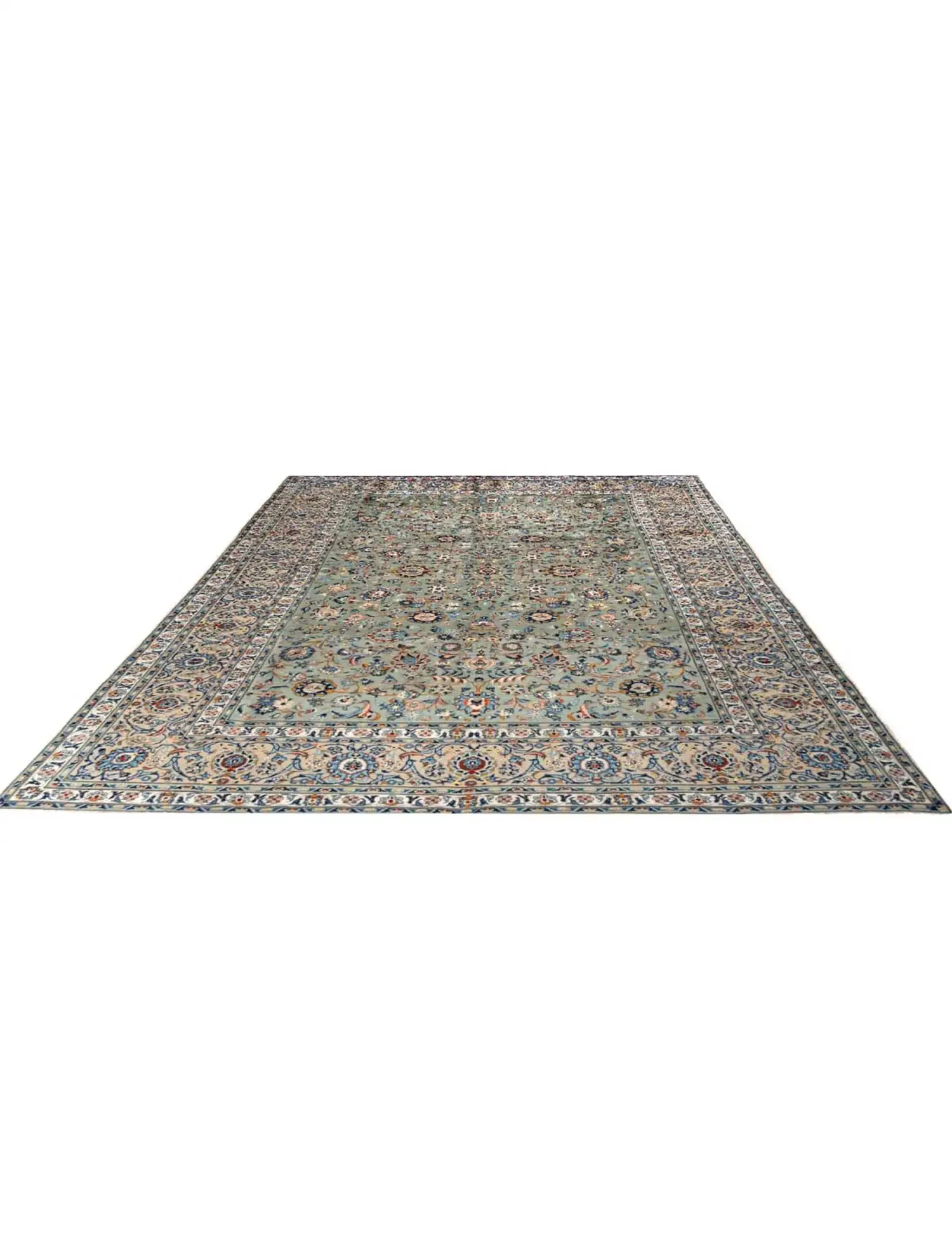 Grün Persien Kashmar Patina 346 x 246 cm - Einzigartiger handgefertigter Teppich