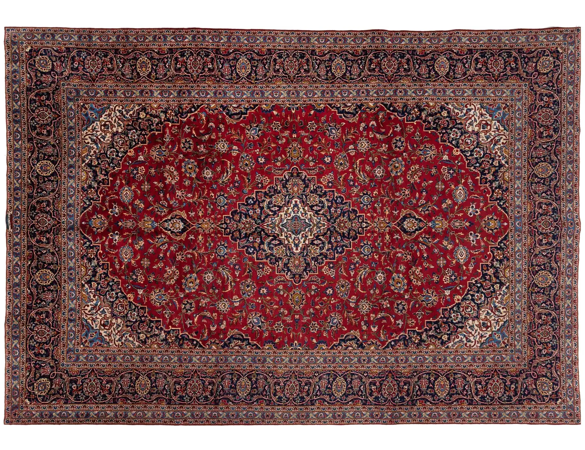 Rot Persien Kashan Patina 375 x 260 cm - Einzigartiger handgefertigter Teppich