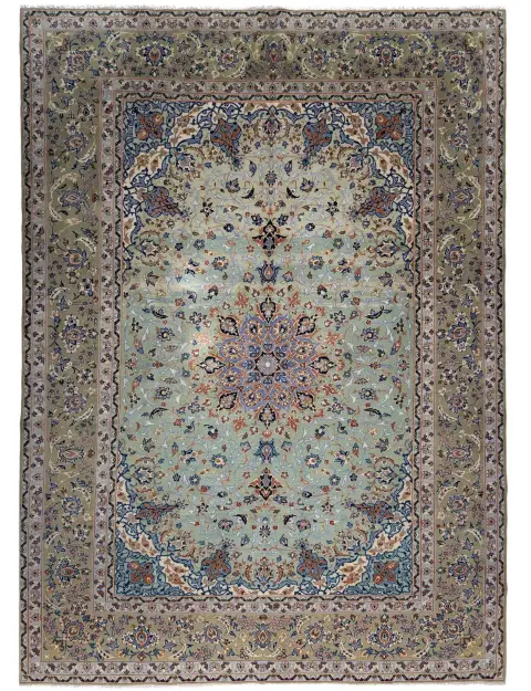 Grønn Persia Kashan Patina 399 x 299 cm