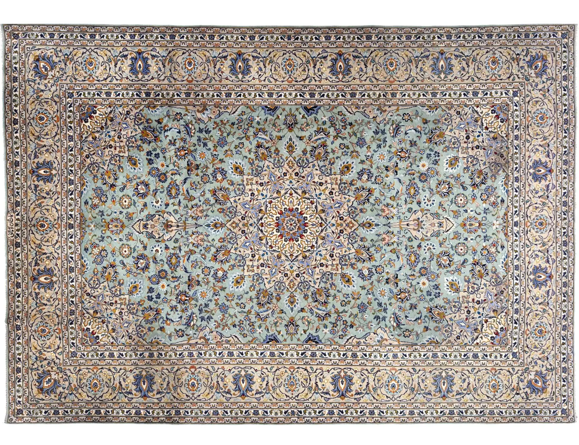 Beige Persan Kashan Patina 366 x 253 cm - Tapis fait main unique