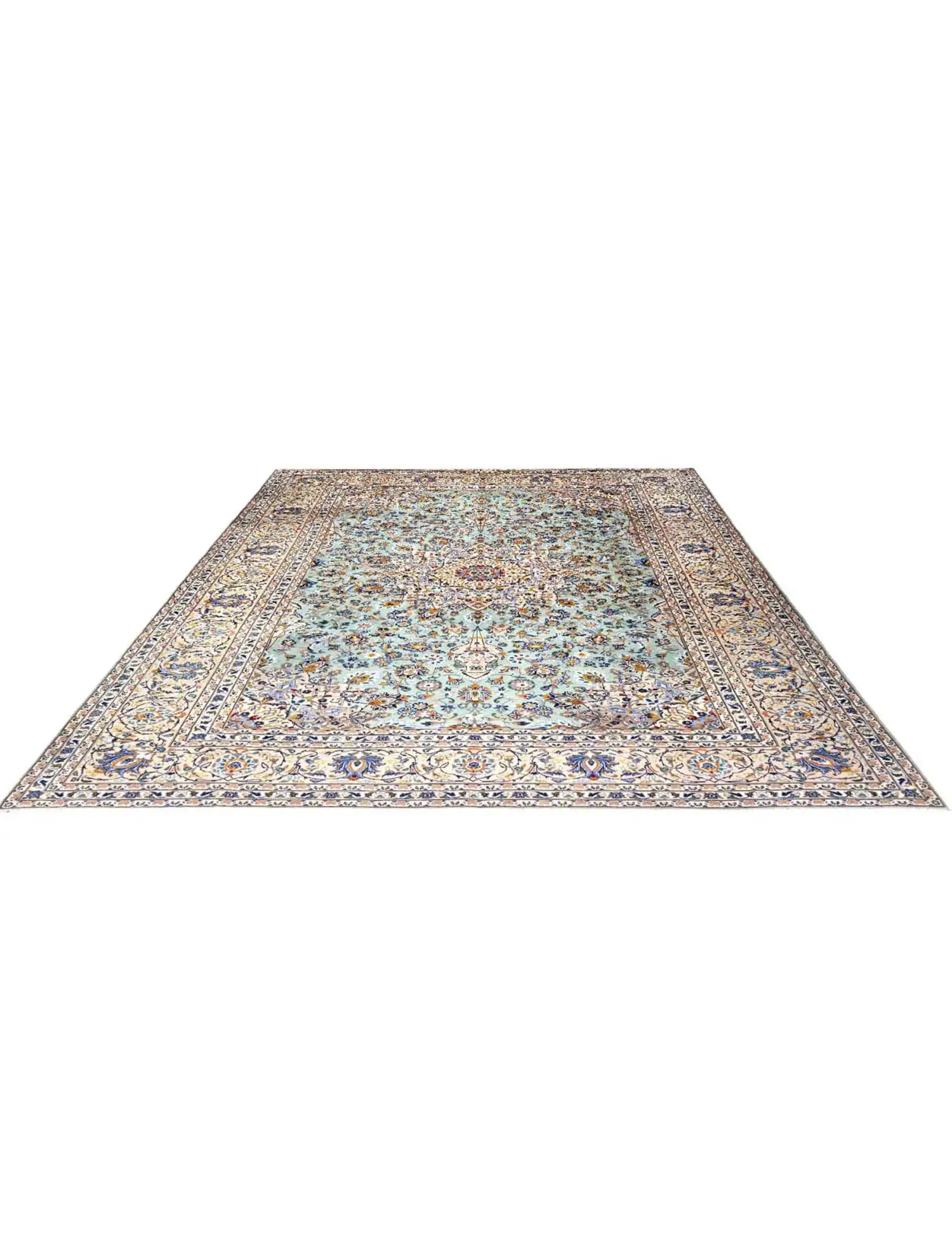 Beige Persan Kashan Patina 366 x 253 cm - Tapis fait main unique