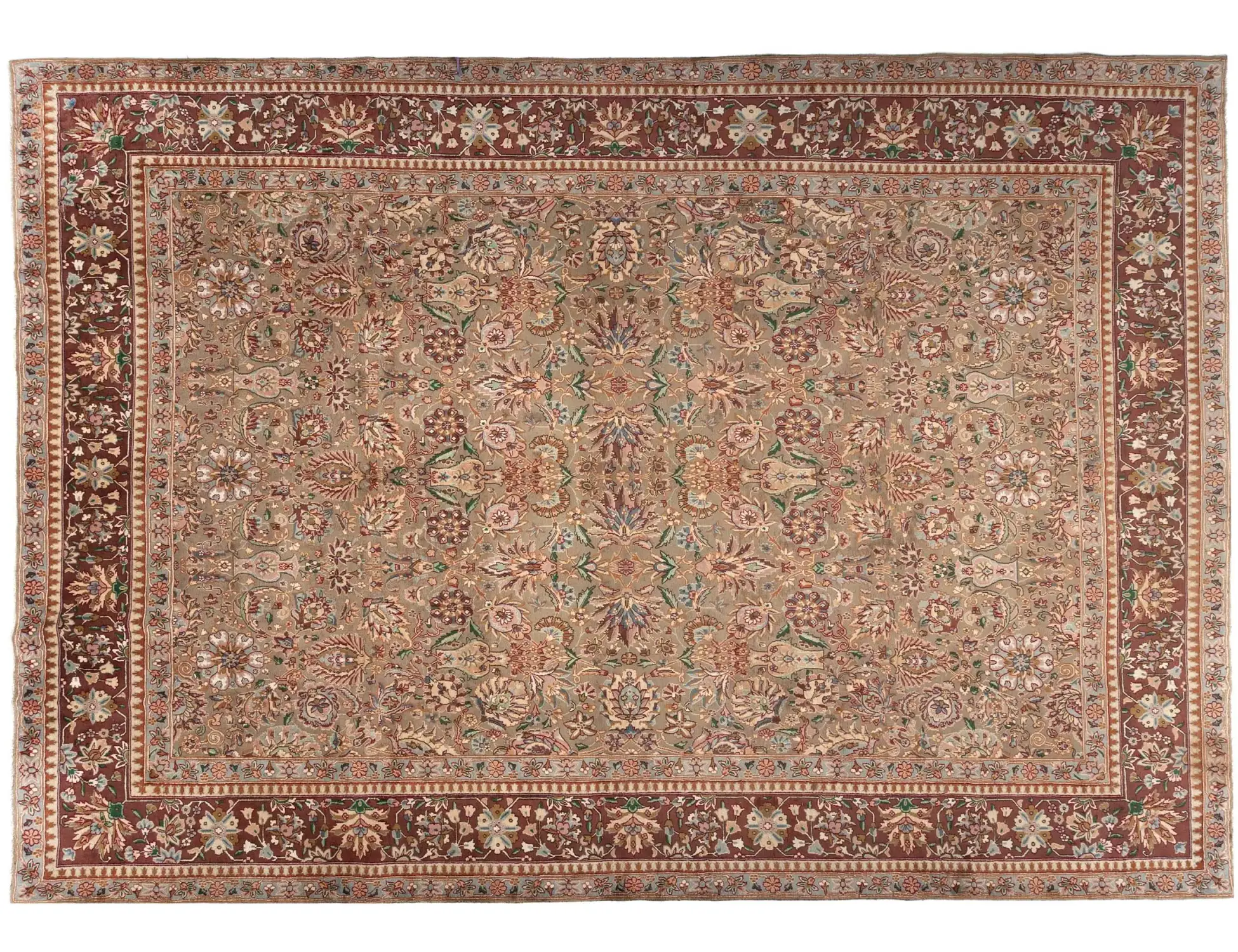Beige Persan Kerman Patina 398 x 295 cm - Tapis fait main unique