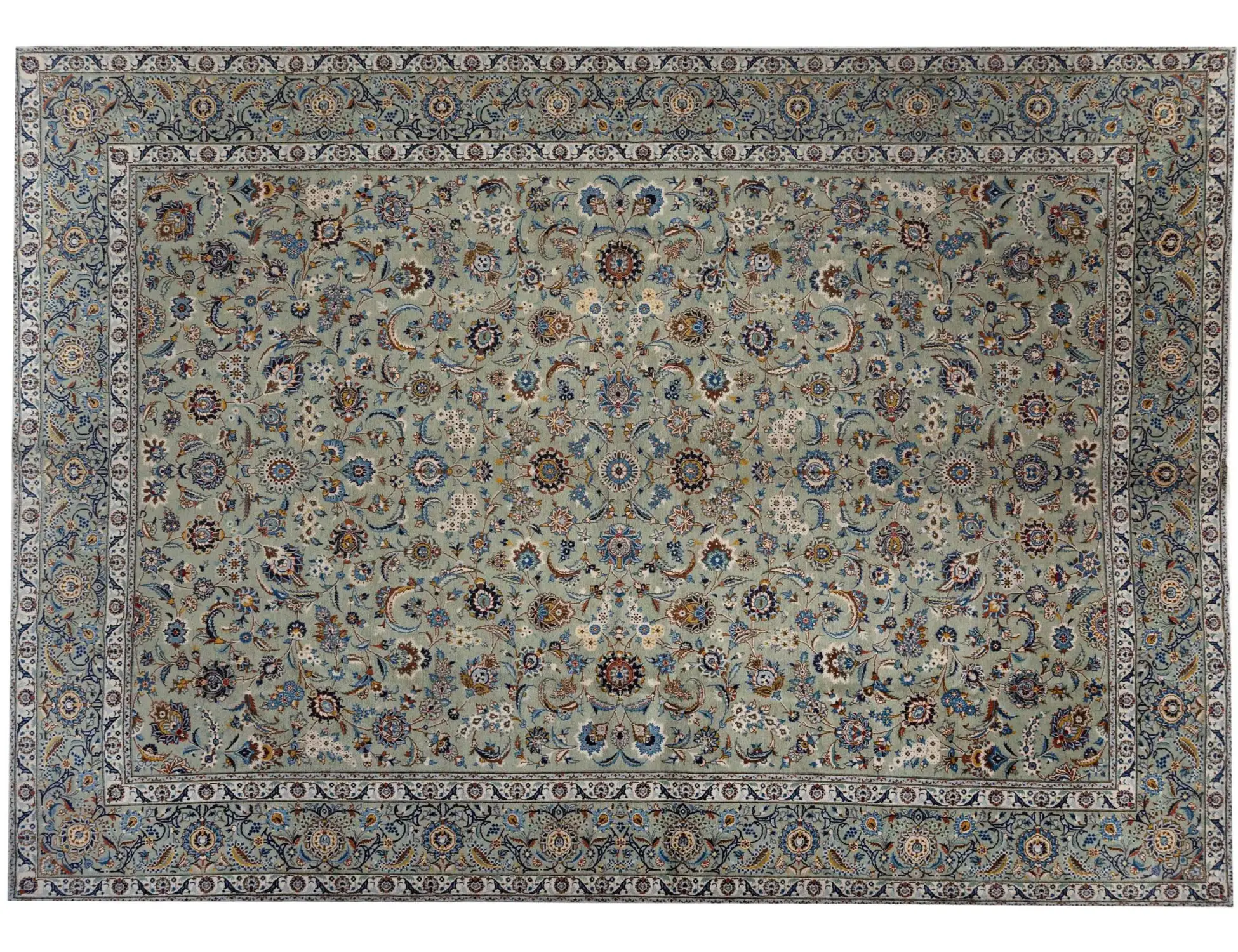 Beige Persan Kashan Patina 443 x 317 cm - Tapis fait main unique