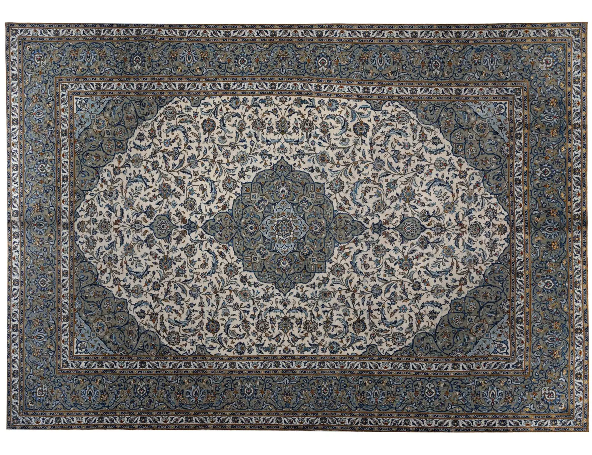 Beige Persan Kashan Patina 474 x 307 cm - Tapis fait main unique
