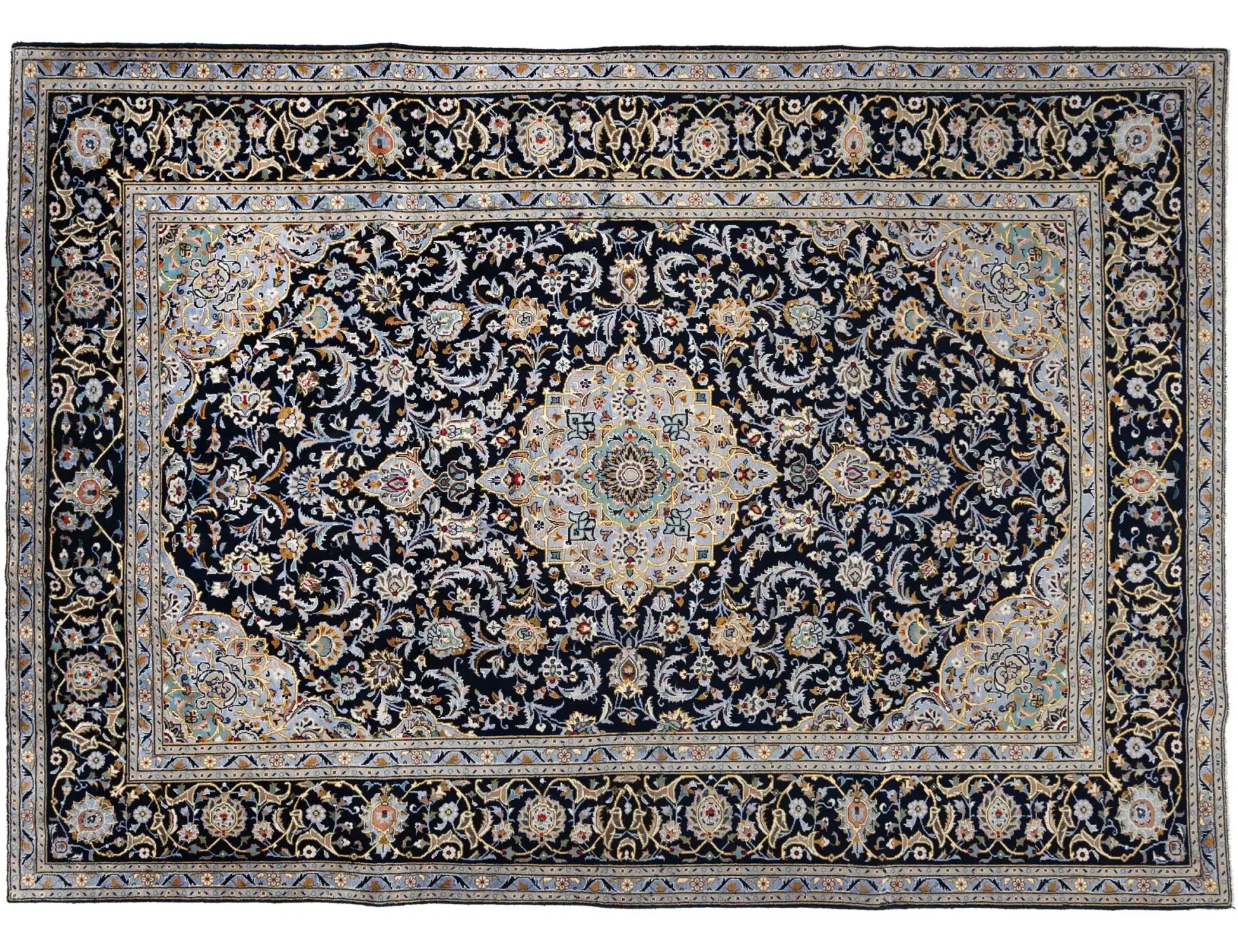 Bleu Persan Ardakan Patina 305 x 207 cm - Tapis fait main unique