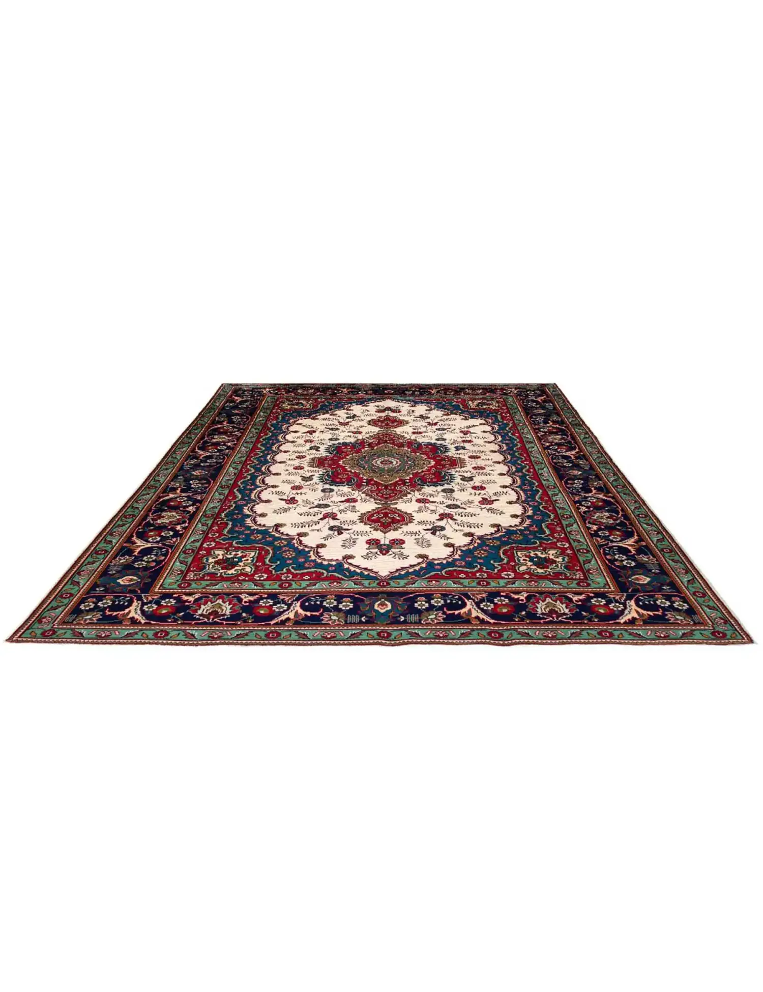 Blu Persiano Tabriz Patina 355 x 248 cm - Tappeto unico fatto a mano