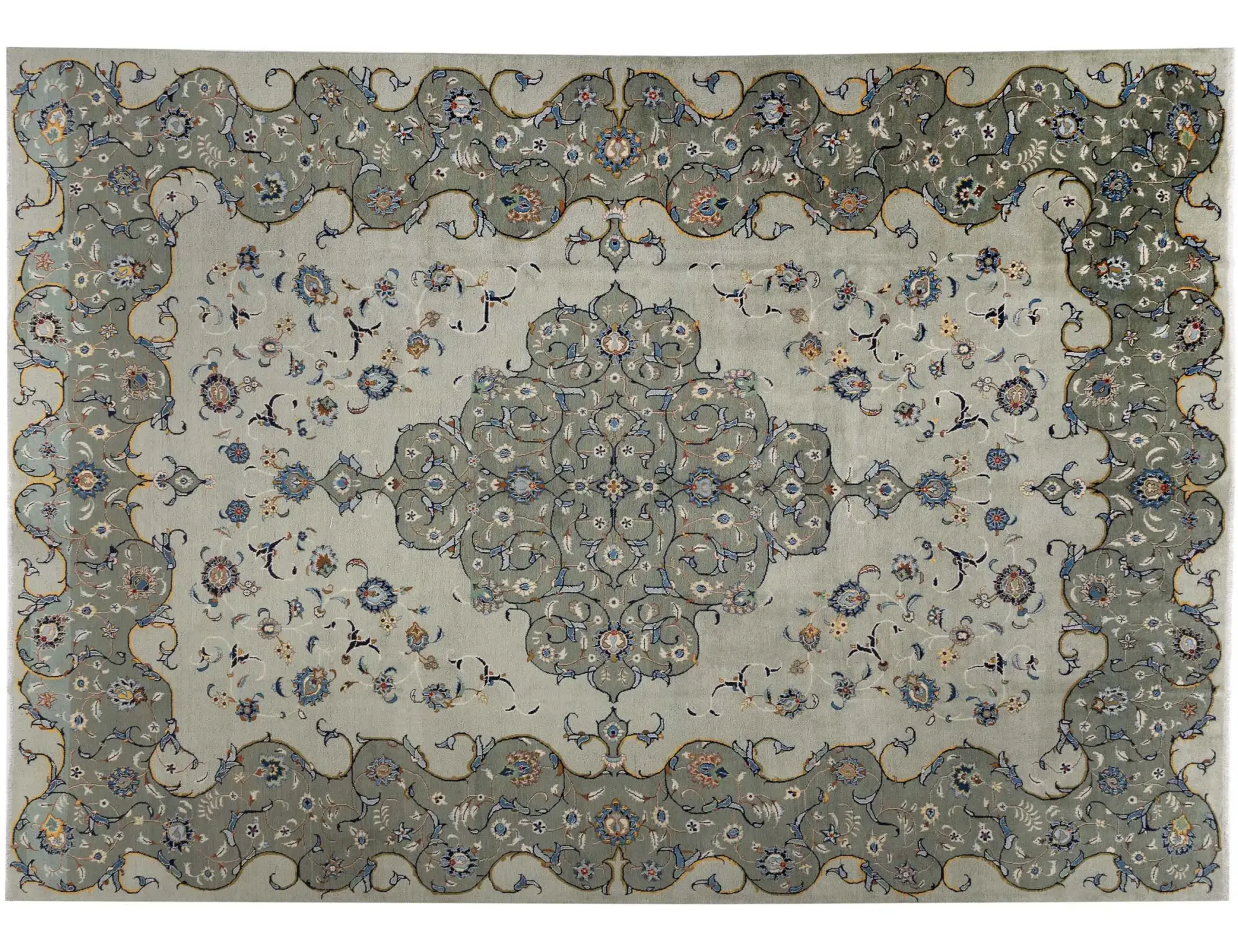 Beige Persan Kashan Patina 405 x 312 cm - Tapis fait main unique