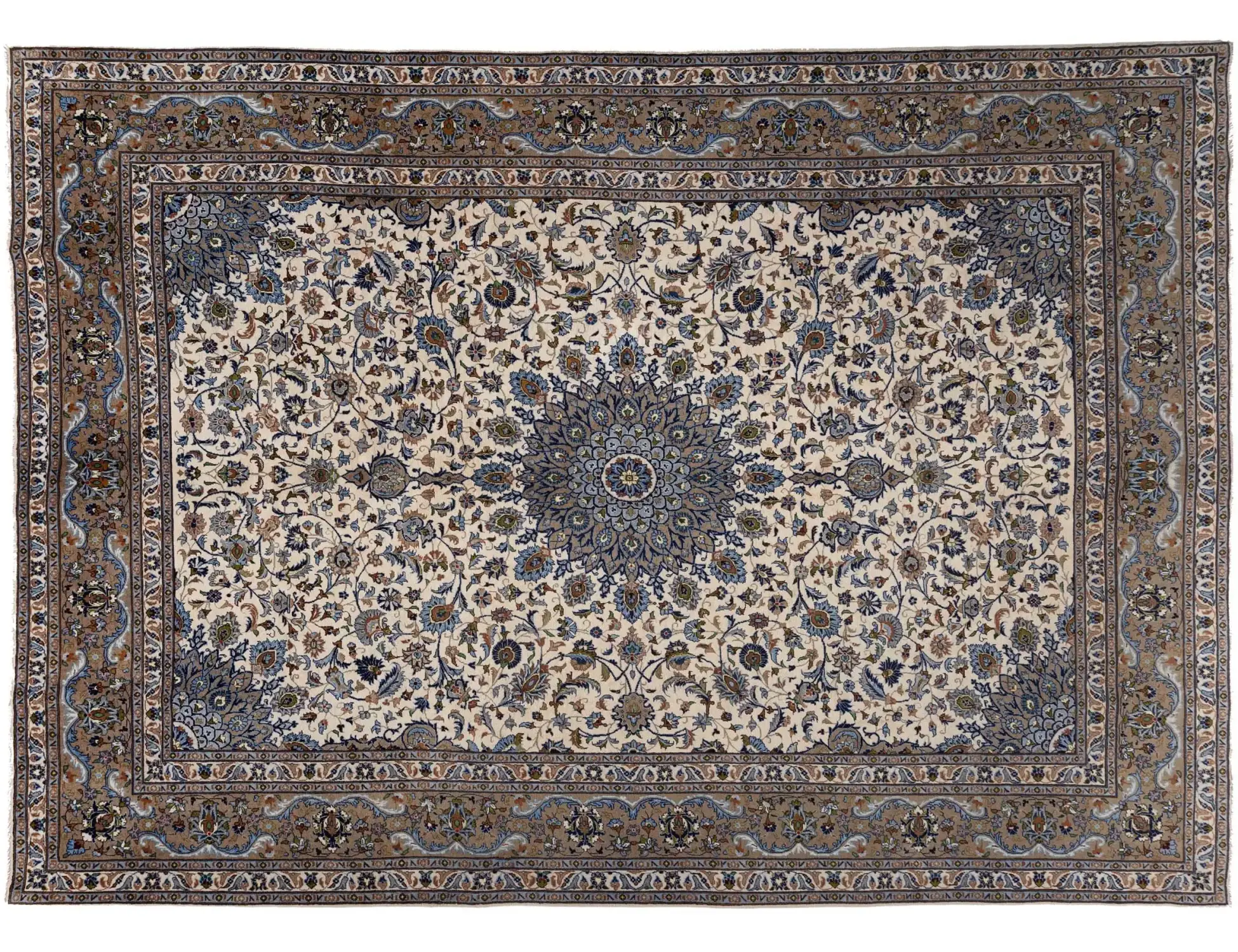 Beige Persan Kashmar Patina 390 x 288 cm - Tapis fait main unique