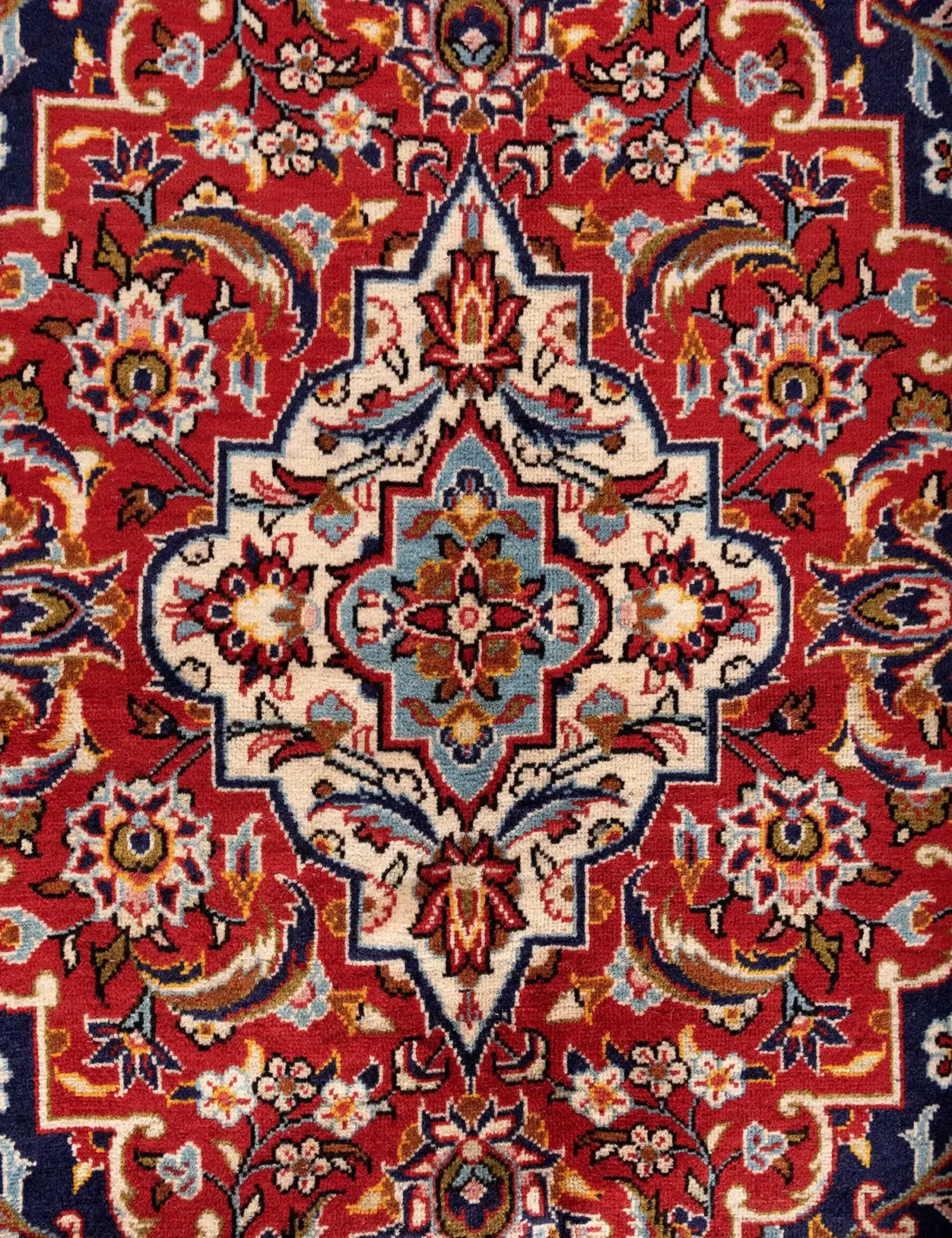 Azul Persa Kashan Patina 448 x 293 cm - Alfombra única hecha a mano