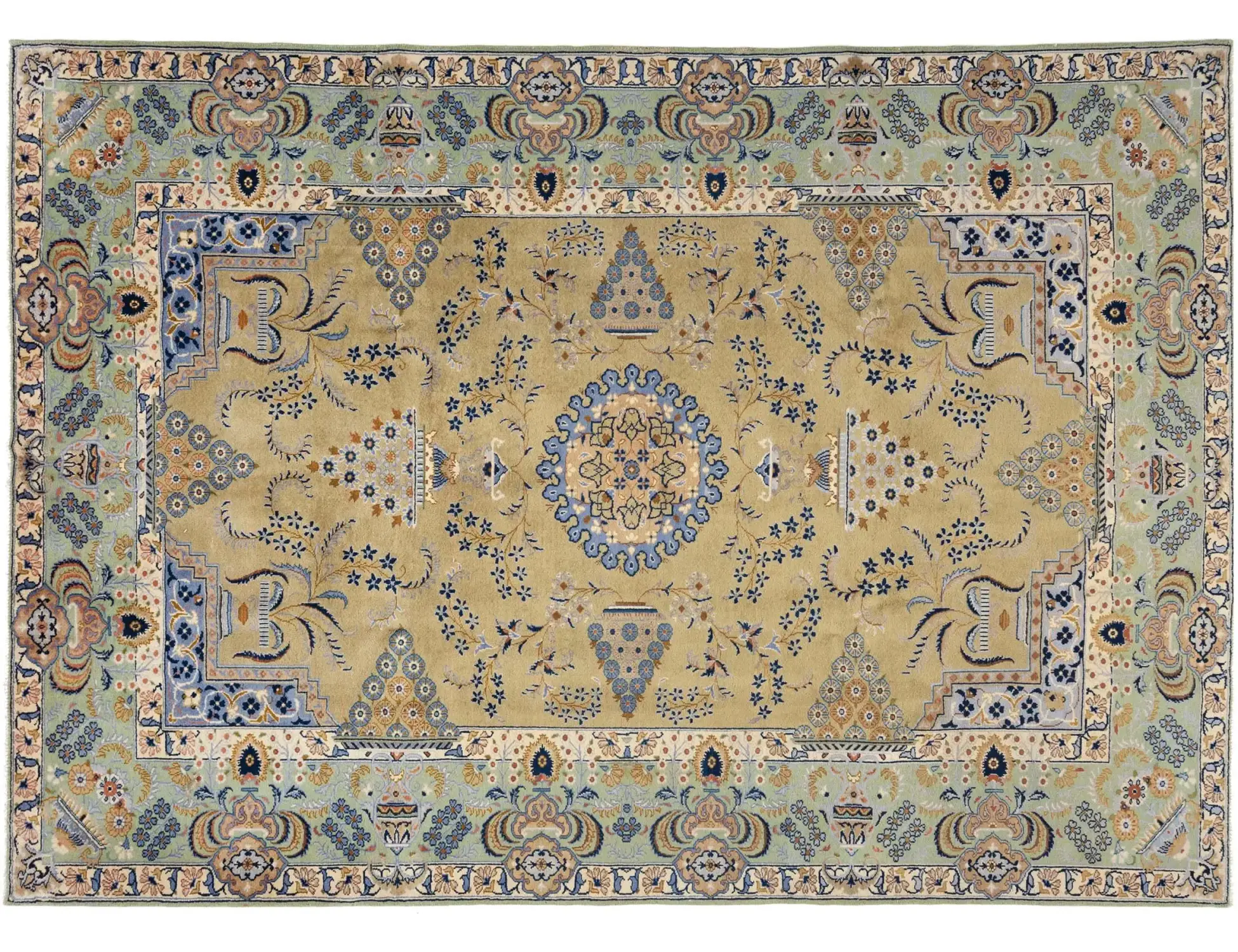 Jaune Persan Kashan Patina 316 x 217 cm - Tapis fait main unique