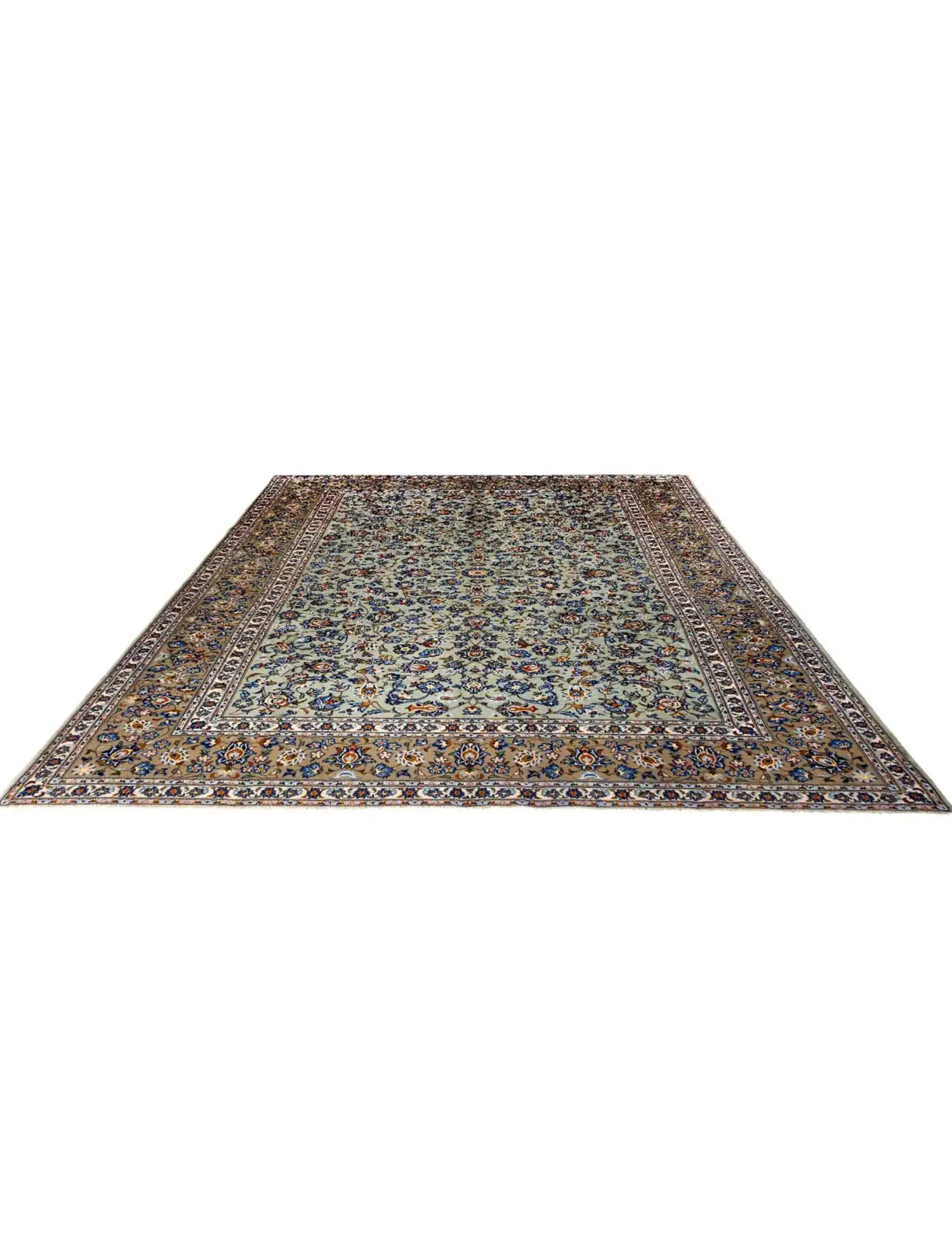 Beige Persiano Kashan Patina 369 x 269 cm - Tappeto unico fatto a mano