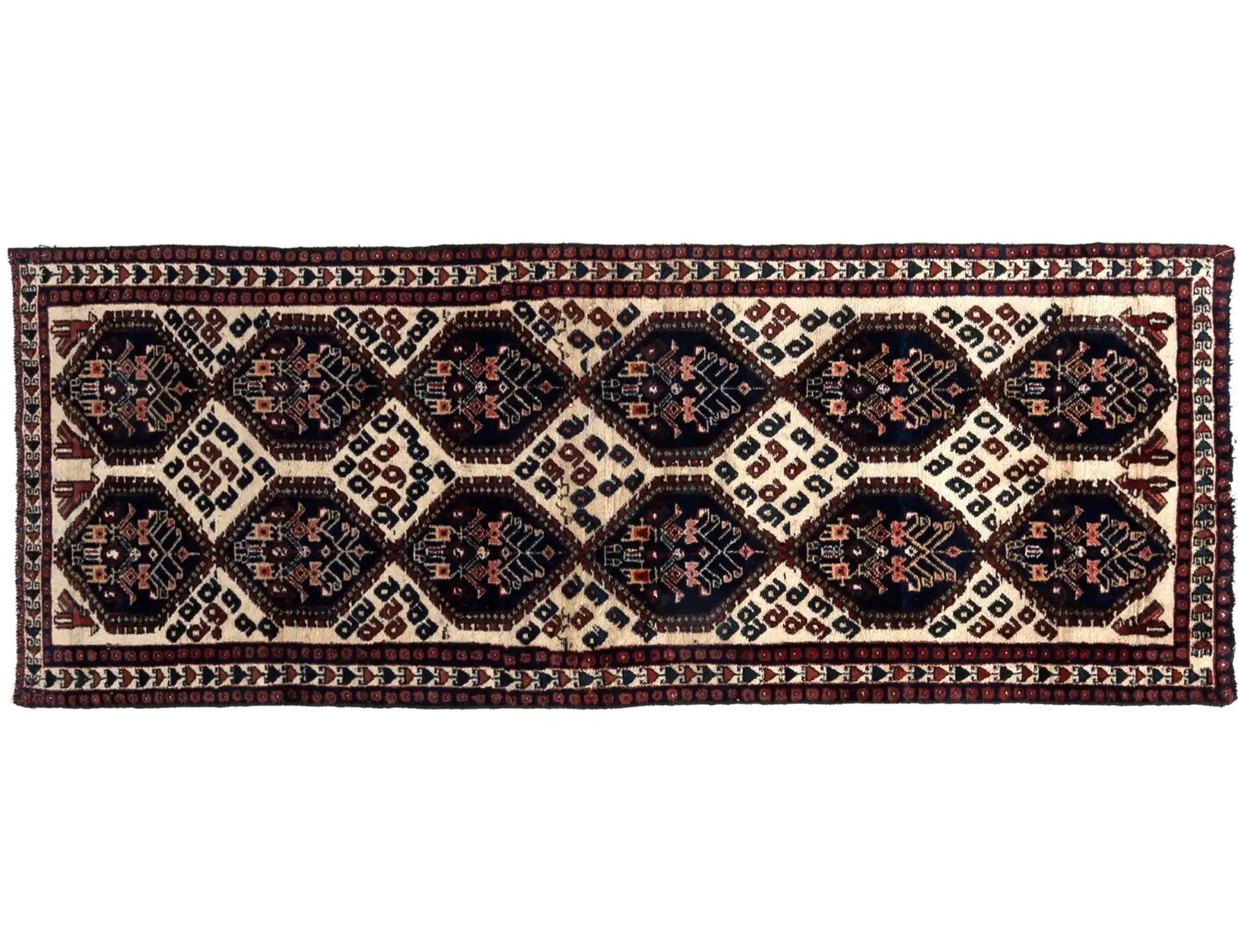 Azul Persa Hamadan Patina 180 x 67 cm - Alfombra única hecha a mano