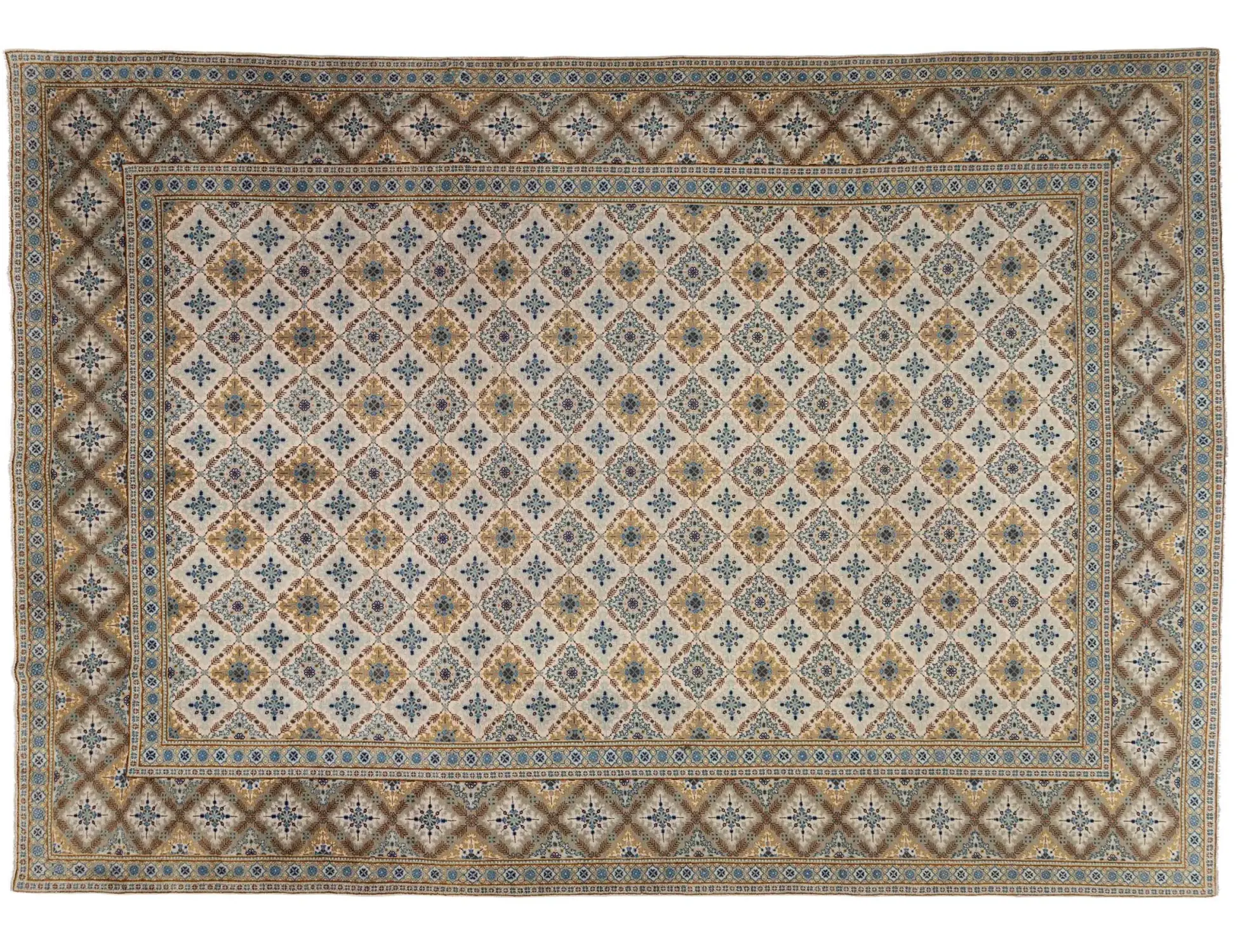 Beige Persien Kashan Patina  370 x 263 cm - Unikt håndlavet tæppe