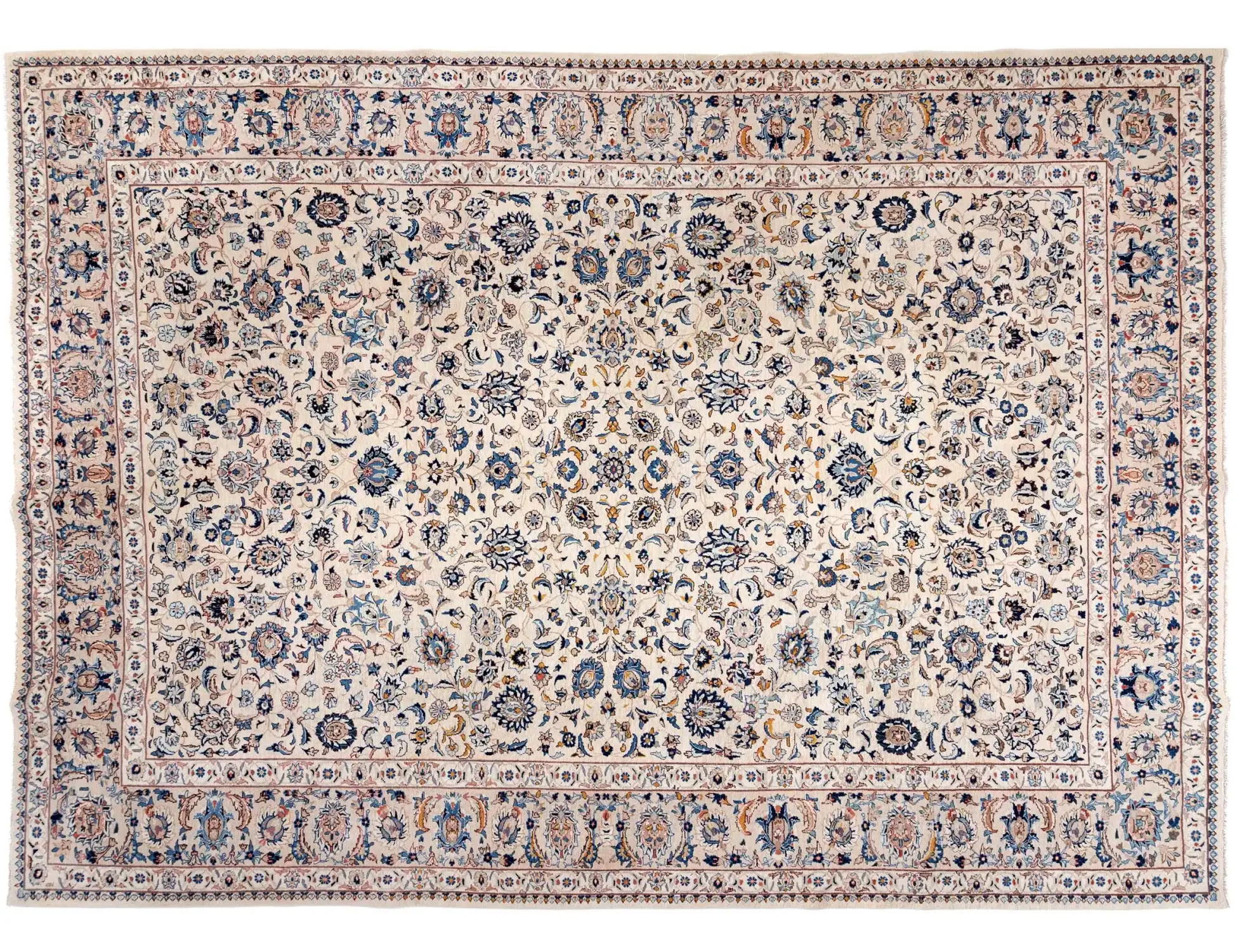 Beige Persien Kashan Patina 390 x 243 cm - Einzigartiger handgefertigter Teppich