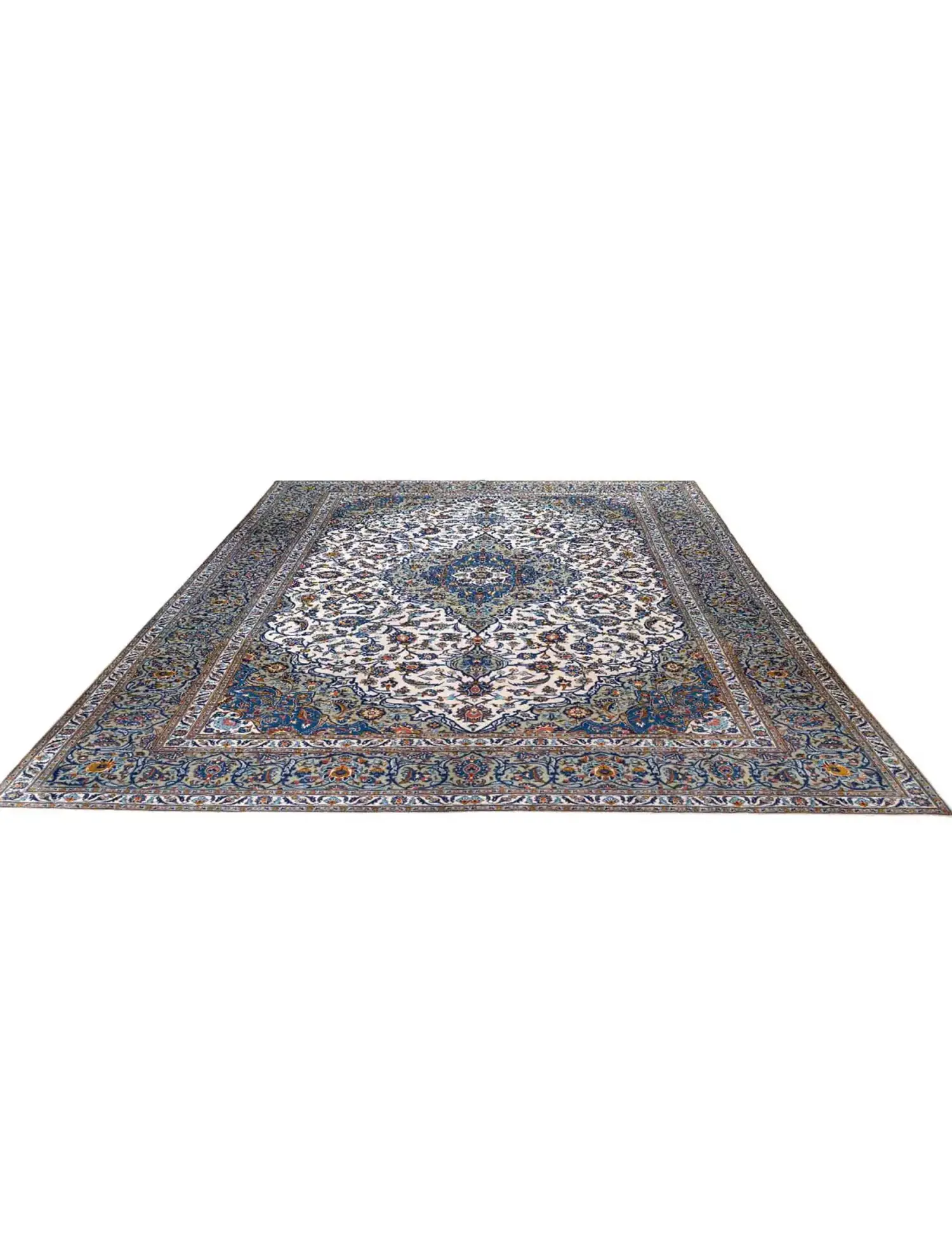 Beige Persia Kashan Patina 425 x 292 cm - Unique Handmade Carpet