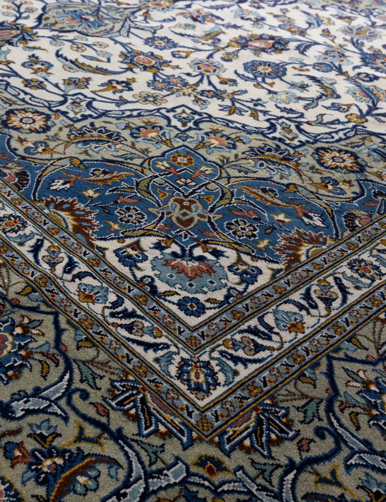Beige Persia Kashan Patina 425 x 292 cm - Unique Handmade Carpet