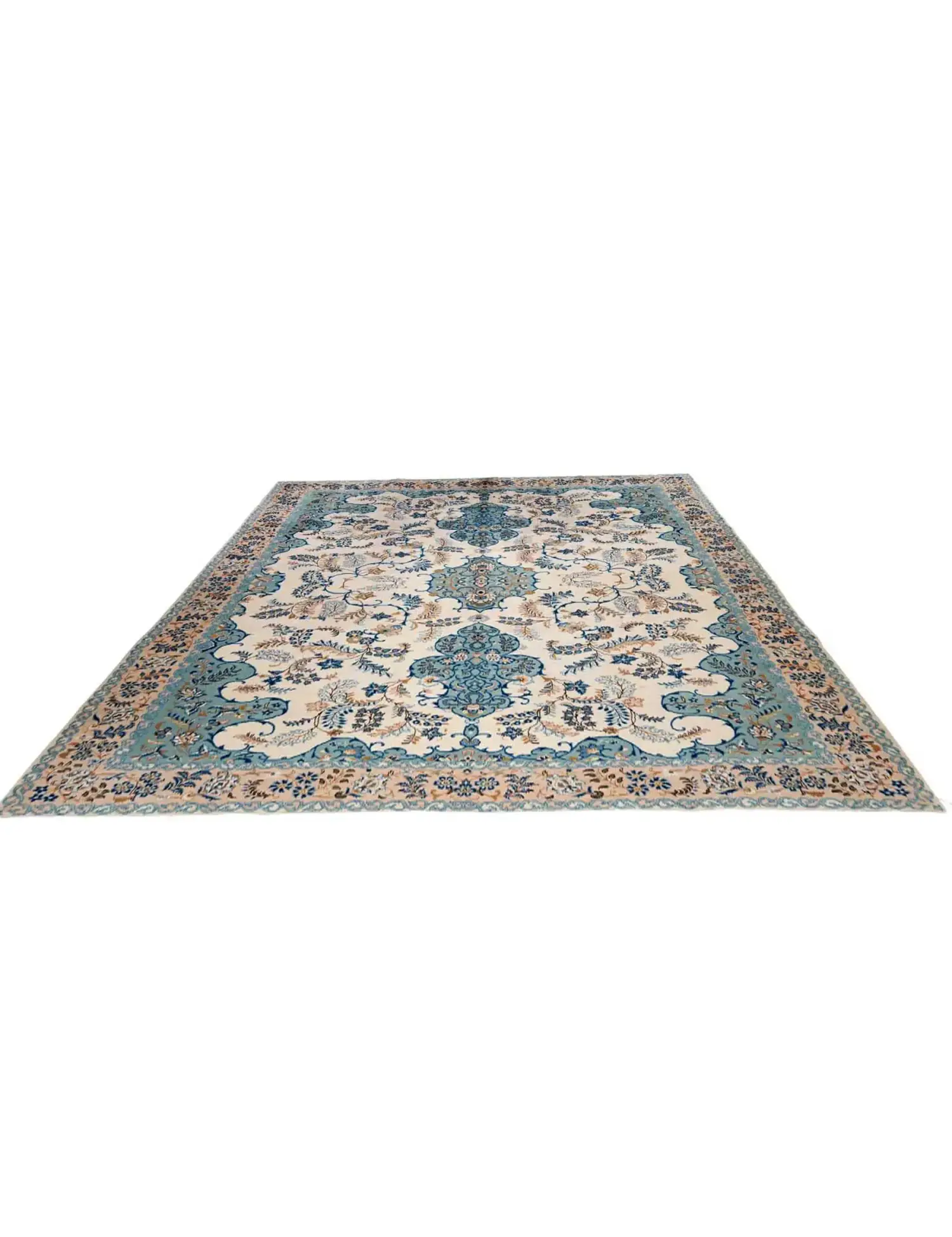 Beige Persia Kashan Patina 390 x 293 cm - Ainutlaatuinen käsintehty matto