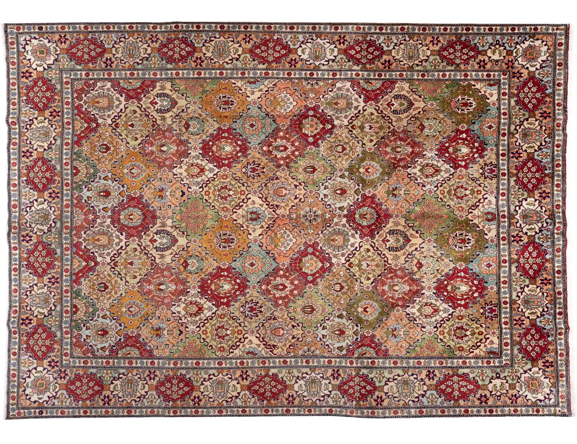 Multicolore Persiano Tabriz Patina  390 x 292 cm - Tappeto unico fatto a mano
