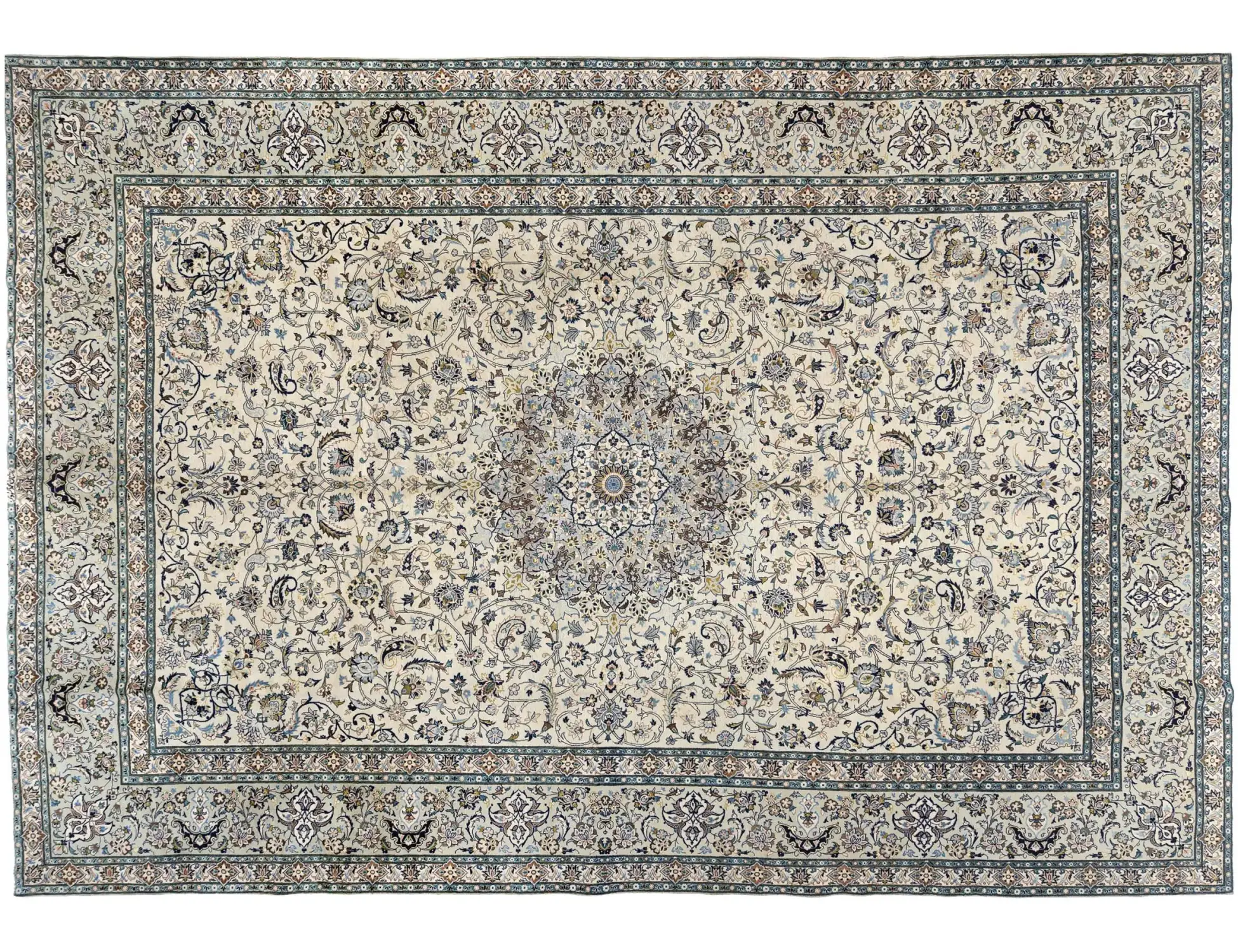 Verde Persiano Kashan Patina  428 x 315 cm - Tappeto unico fatto a mano