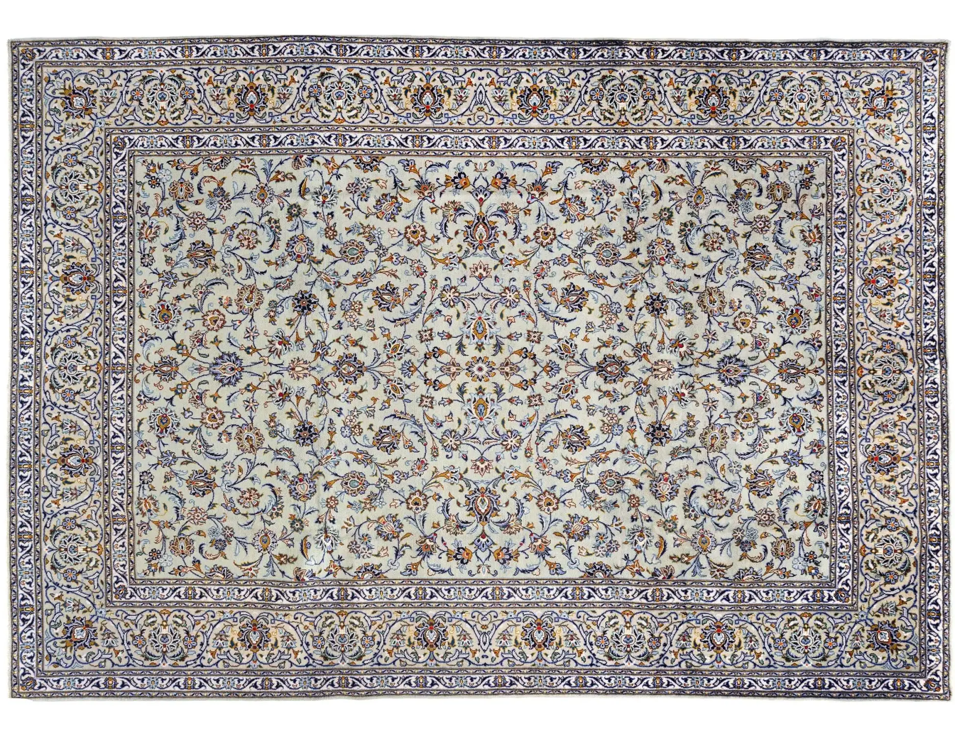 Verde Persiano Kashan Patina 390 x 290 cm - Tappeto unico fatto a mano