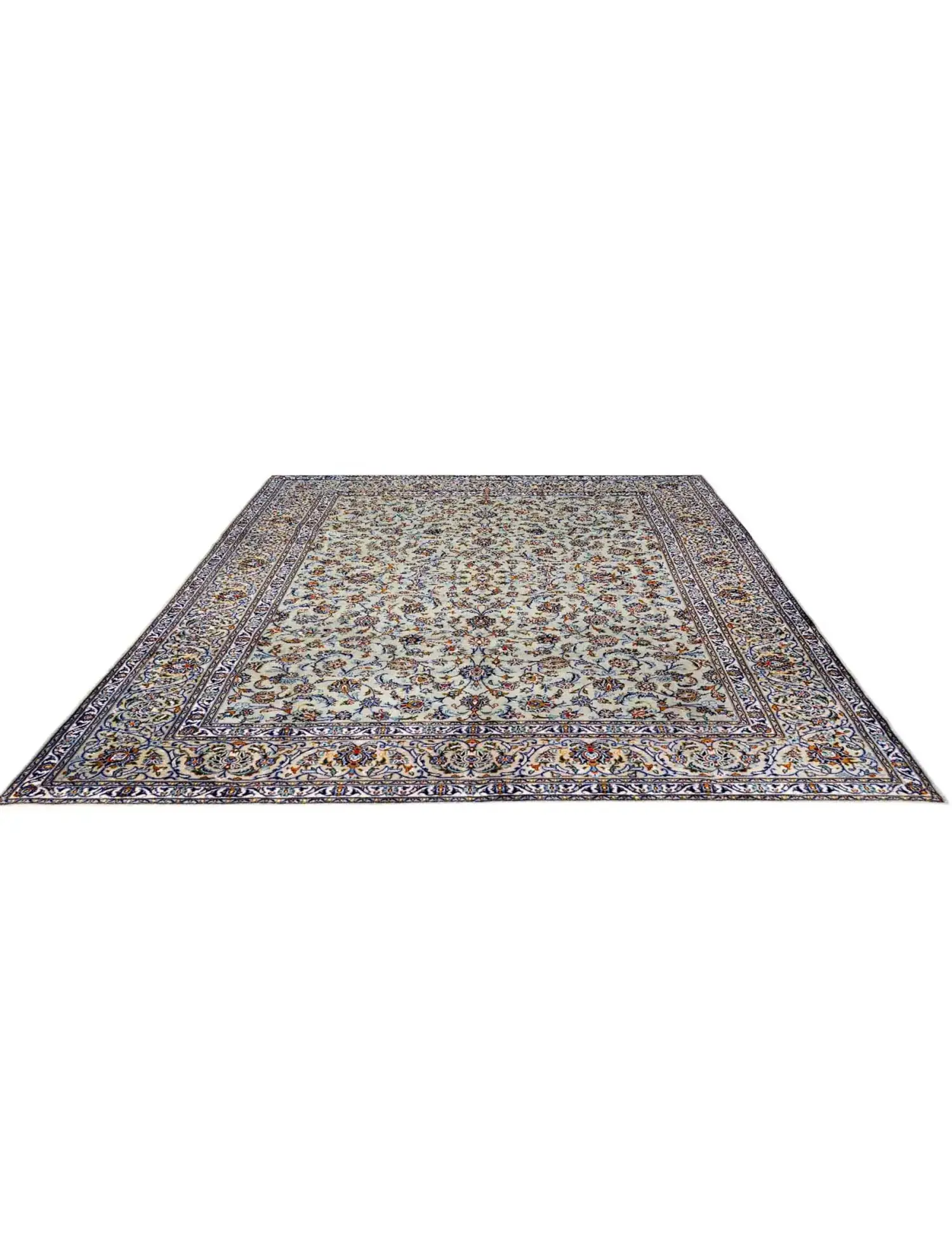 Verde Persiano Kashan Patina 390 x 290 cm - Tappeto unico fatto a mano