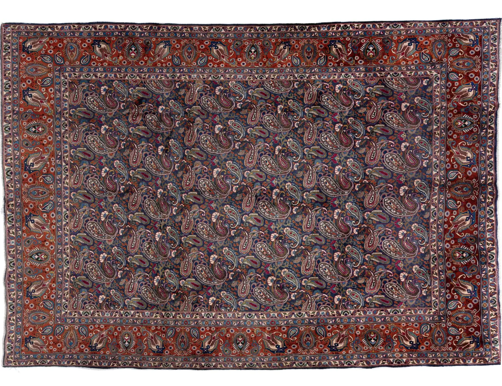 Blau Persien Kashmar Patina 372 x 293 cm - Einzigartiger handgefertigter Teppich