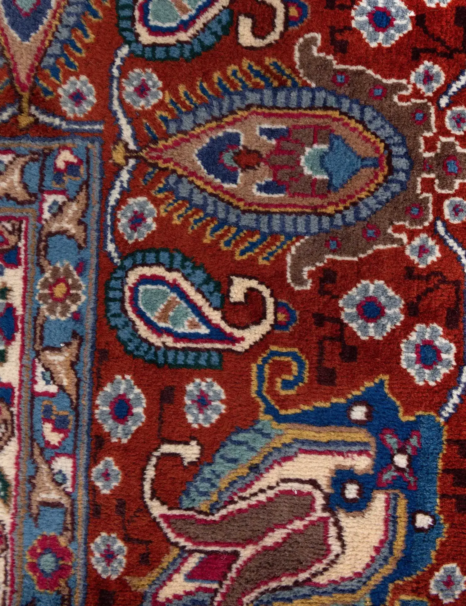 Blau Persien Kashmar Patina 372 x 293 cm - Einzigartiger handgefertigter Teppich