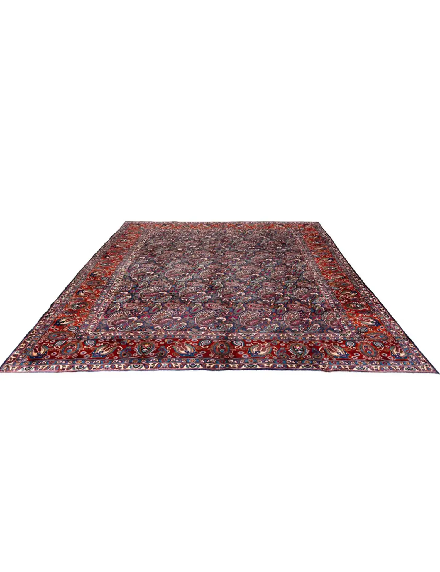 Blau Persien Kashmar Patina 372 x 293 cm - Einzigartiger handgefertigter Teppich