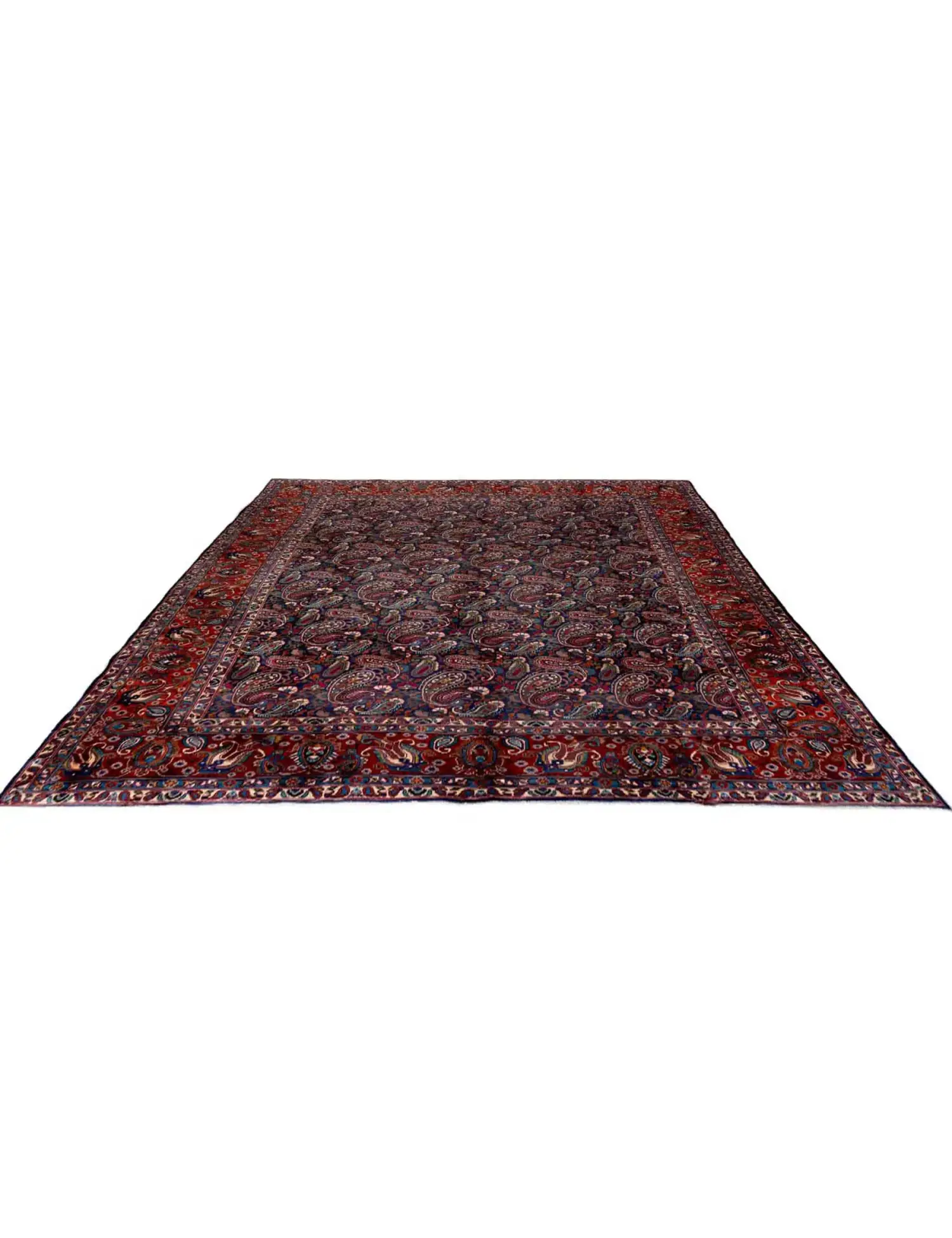 Blau Persien Kashmar Patina 372 x 293 cm - Einzigartiger handgefertigter Teppich