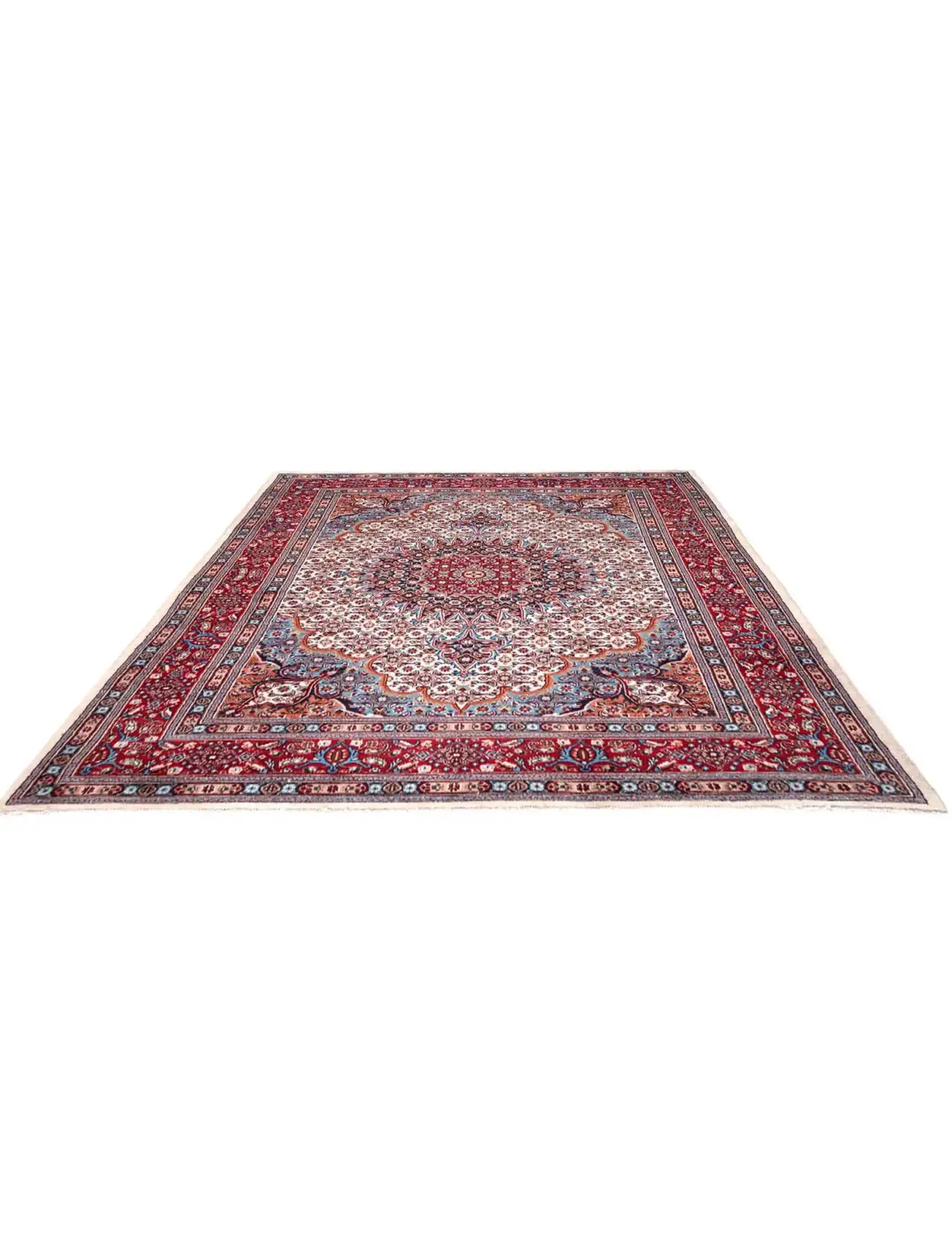 Bleu Persan Moud Patina 303 x 210 cm - Tapis fait main unique