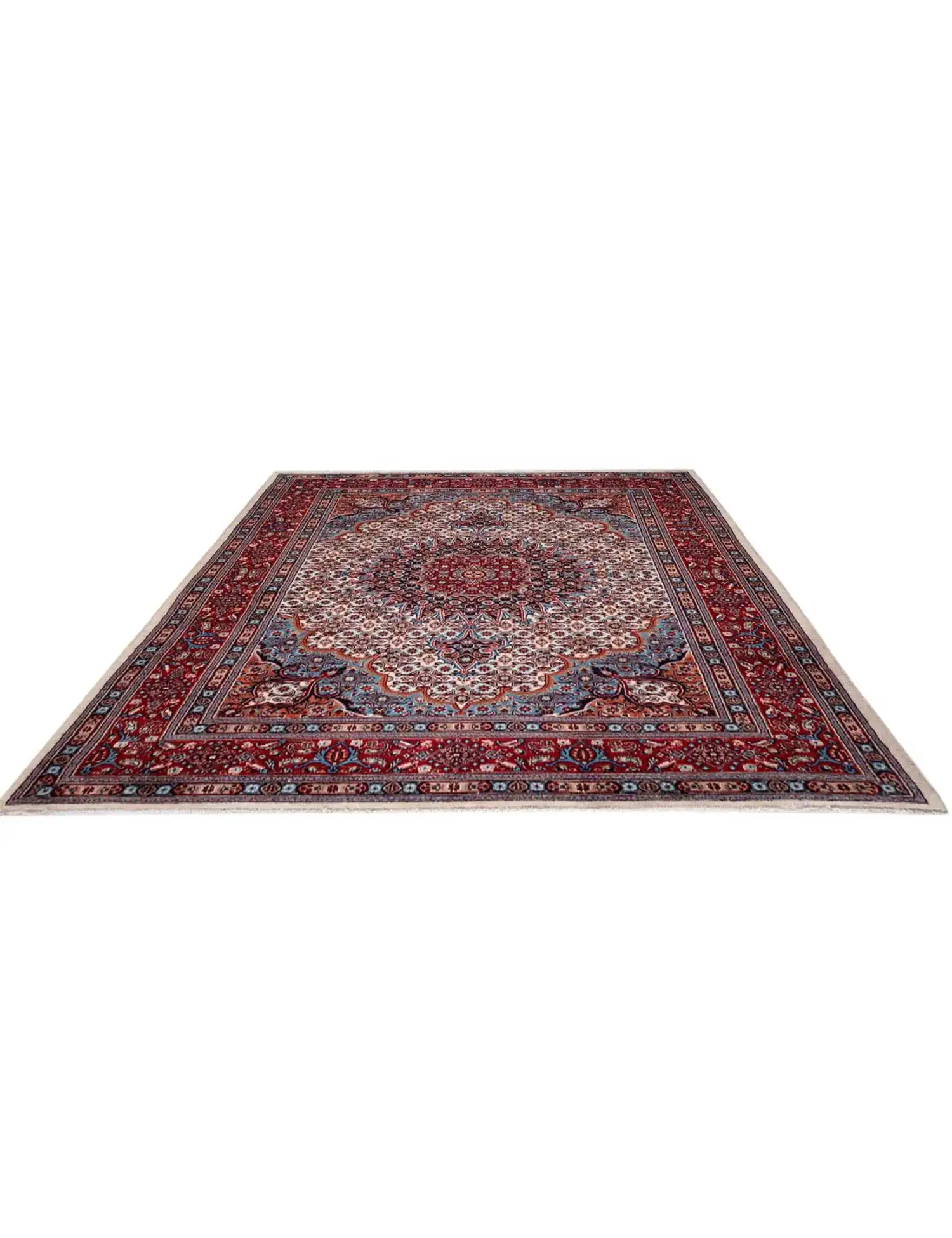 Bleu Persan Moud Patina 303 x 210 cm - Tapis fait main unique