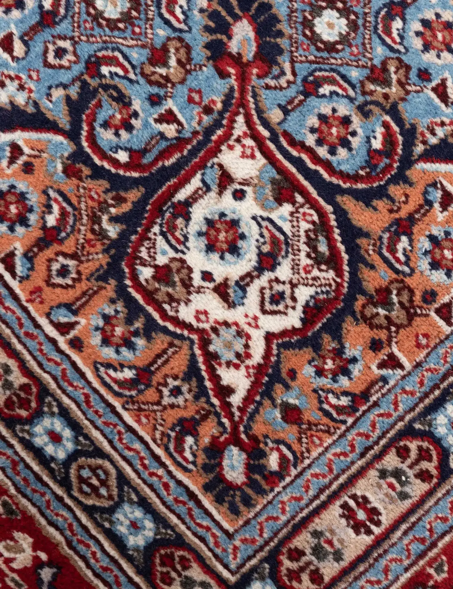 Bleu Persan Moud Patina 303 x 210 cm - Tapis fait main unique