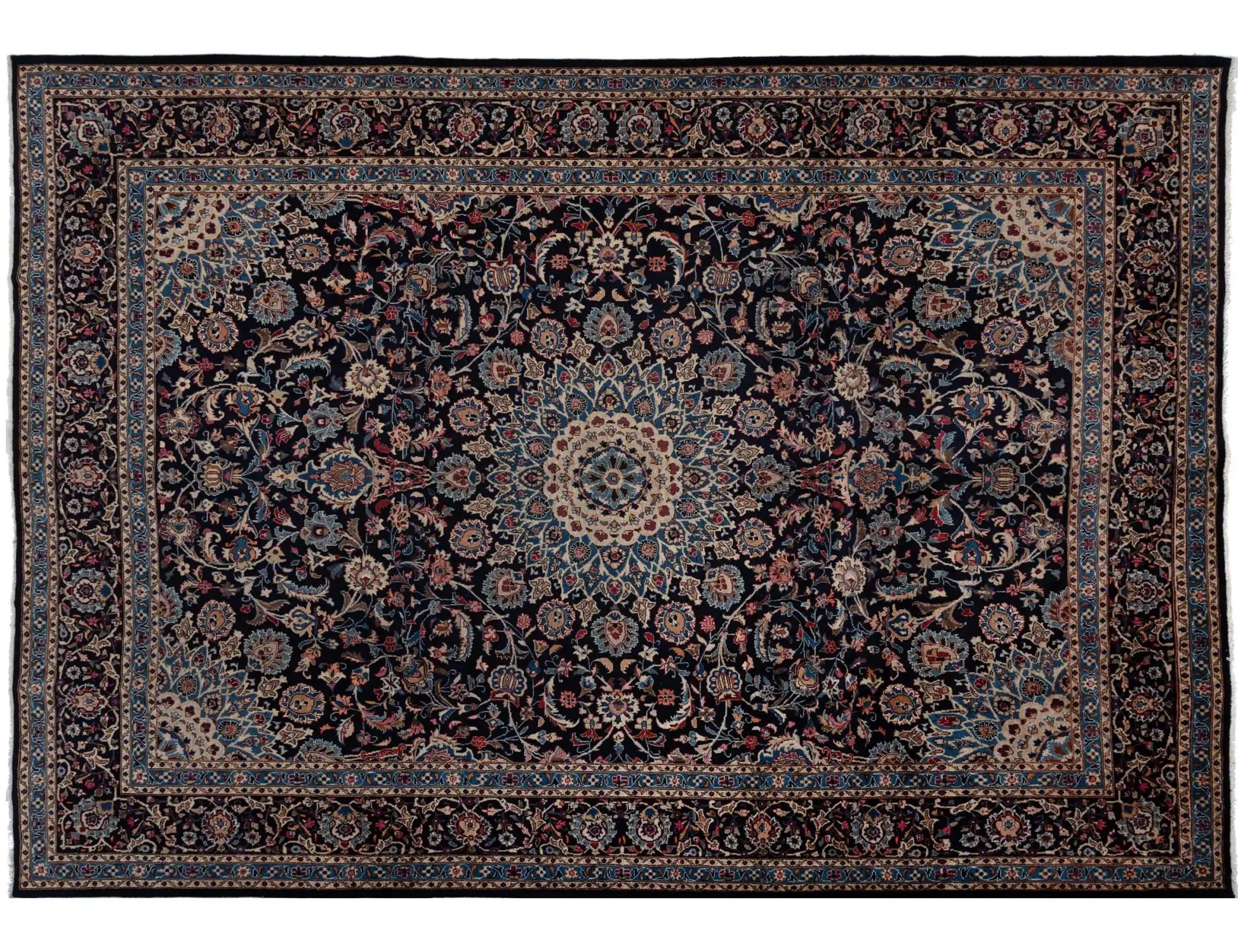 Azul Persa Kashmar Patina 395 x 295 cm - Alfombra única hecha a mano