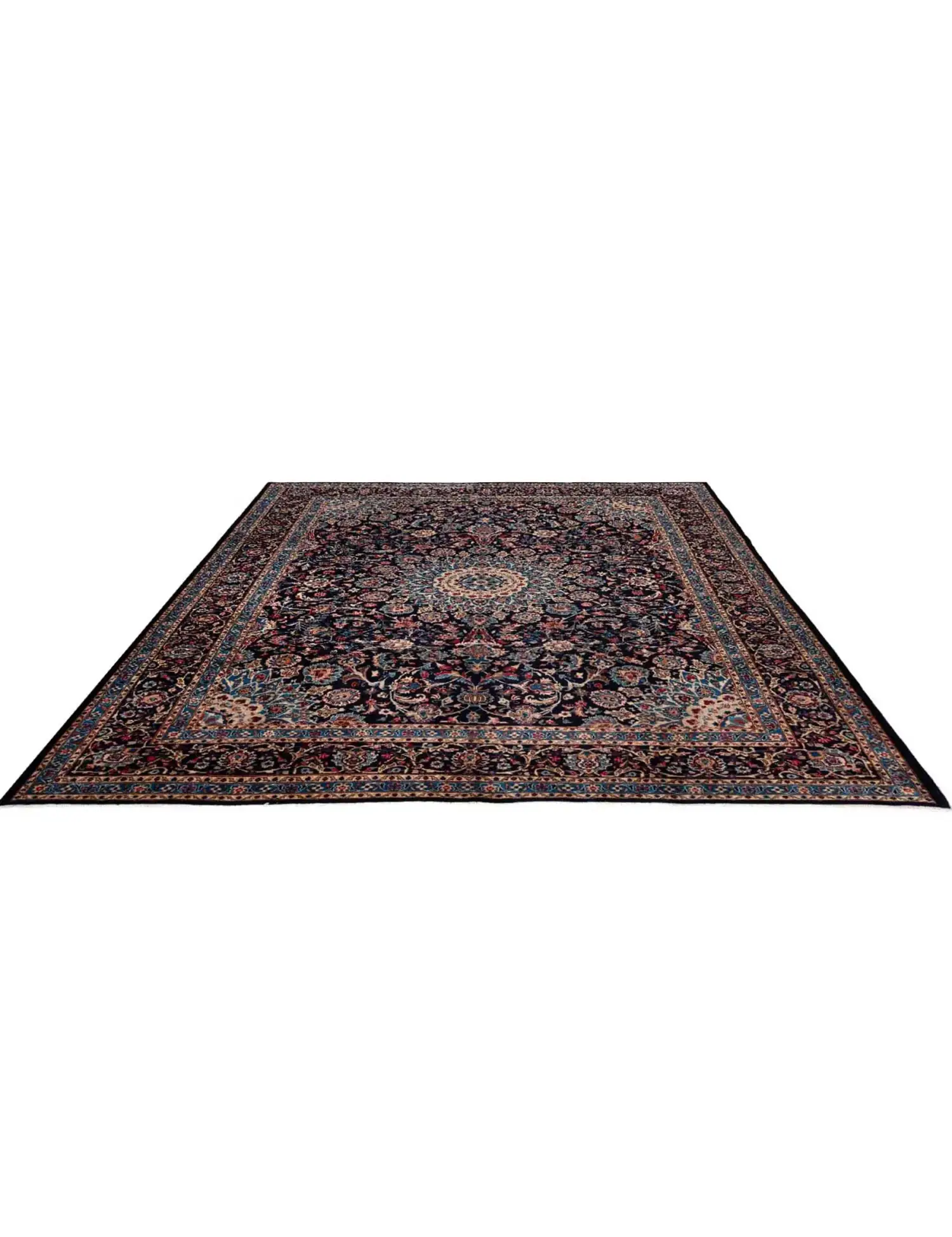 Azul Persa Kashmar Patina 395 x 295 cm - Alfombra única hecha a mano