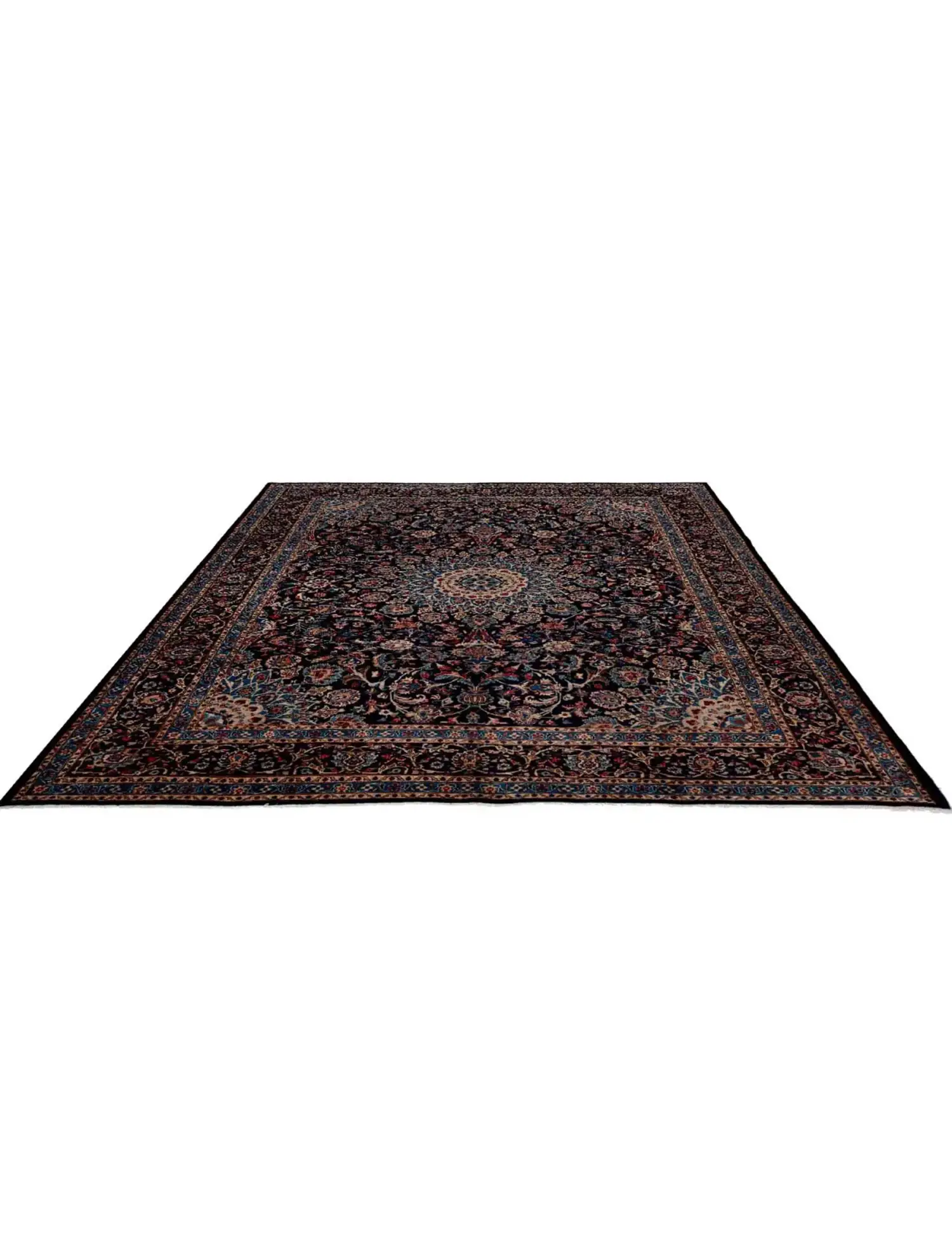Azul Persa Kashmar Patina 395 x 295 cm - Alfombra única hecha a mano