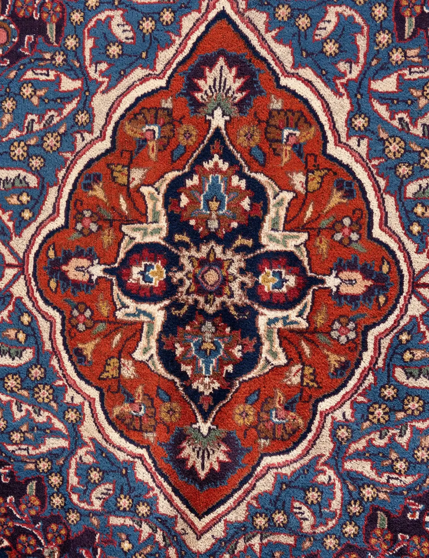Blå Persien Kashmar Patina 395 x 295 cm - Unikt håndlavet tæppe