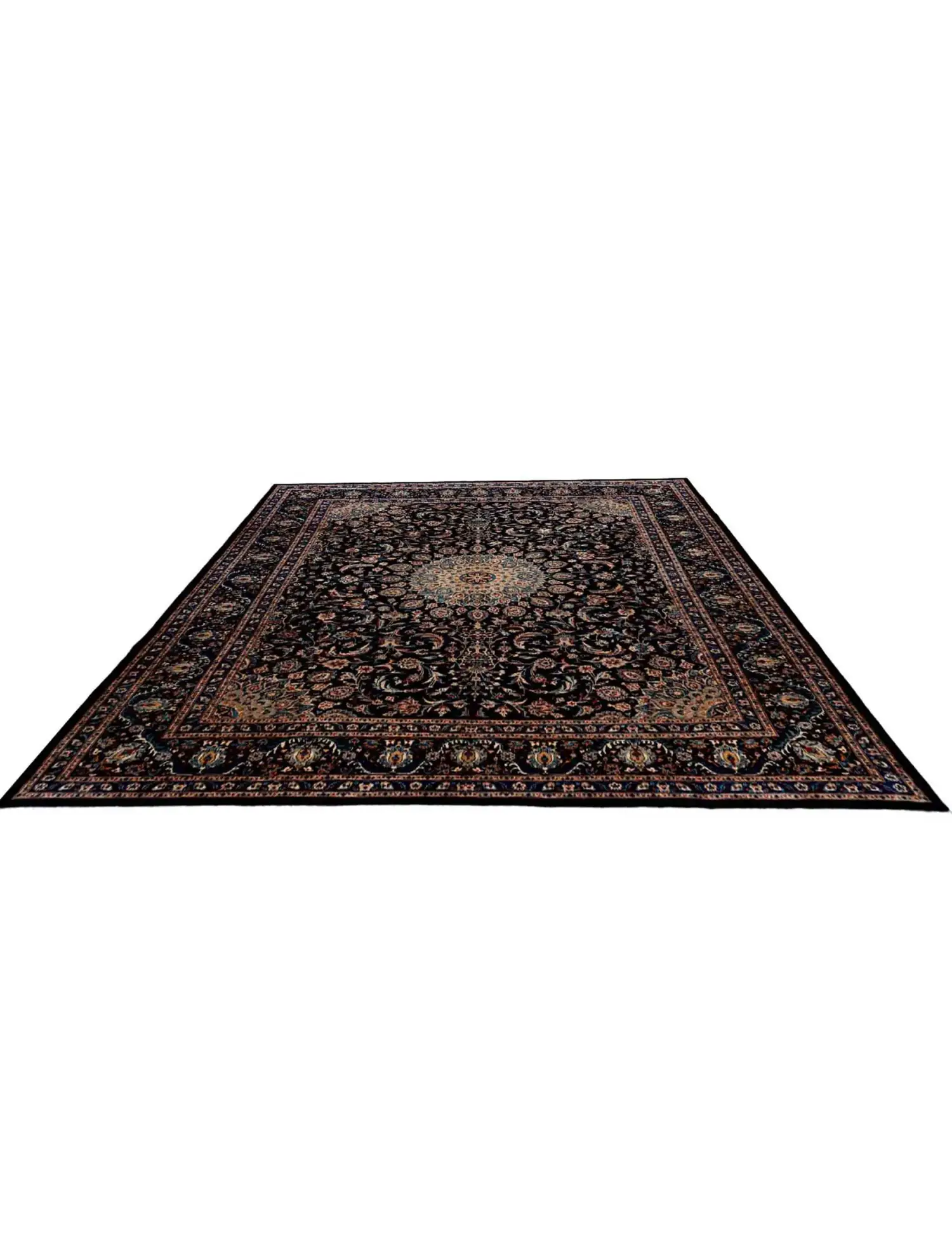 Bleu Persan Kashmar Patina 382 x 298 cm - Tapis fait main unique