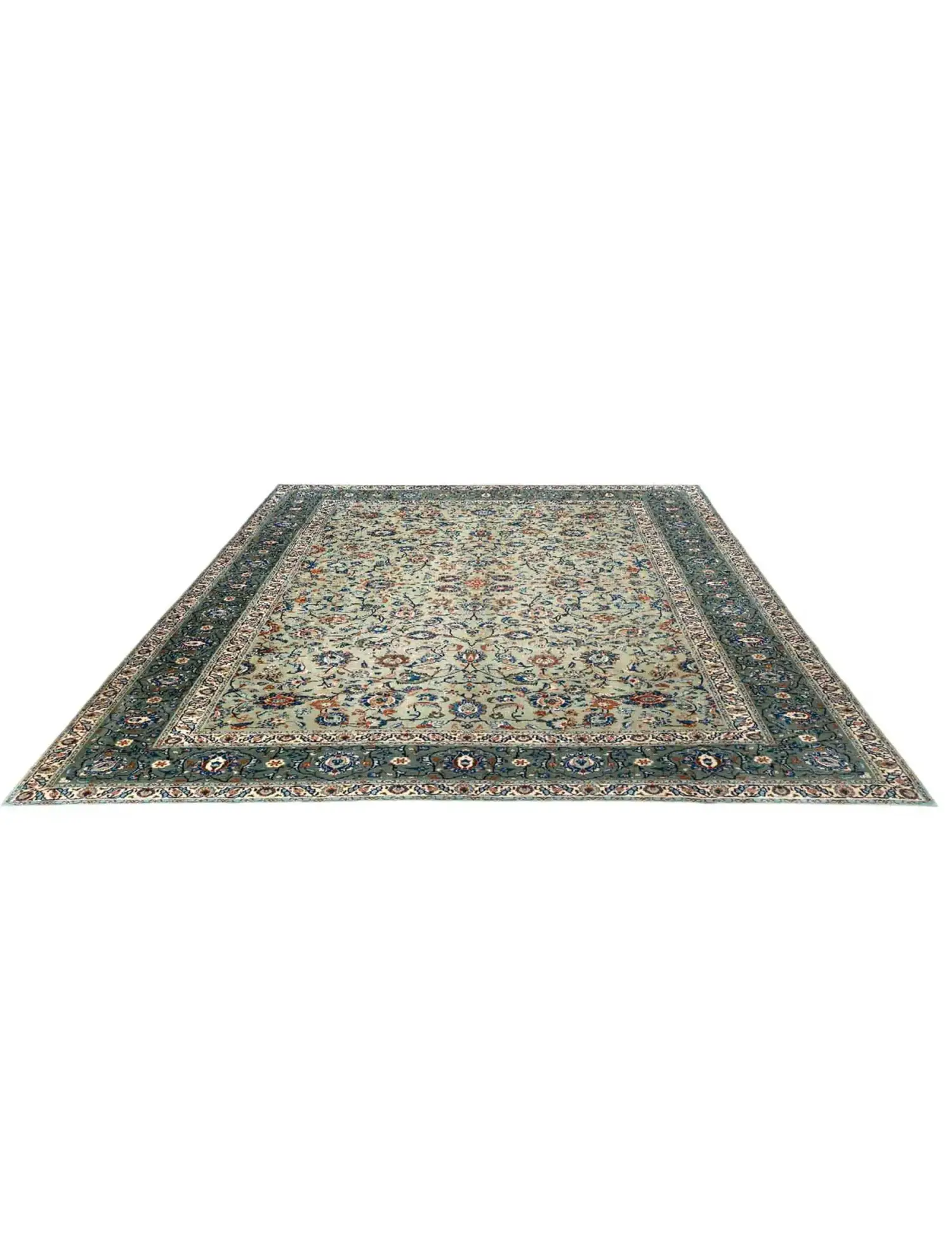 Verde Persiano Kashan Patina 405 x 293 cm - Tappeto unico fatto a mano