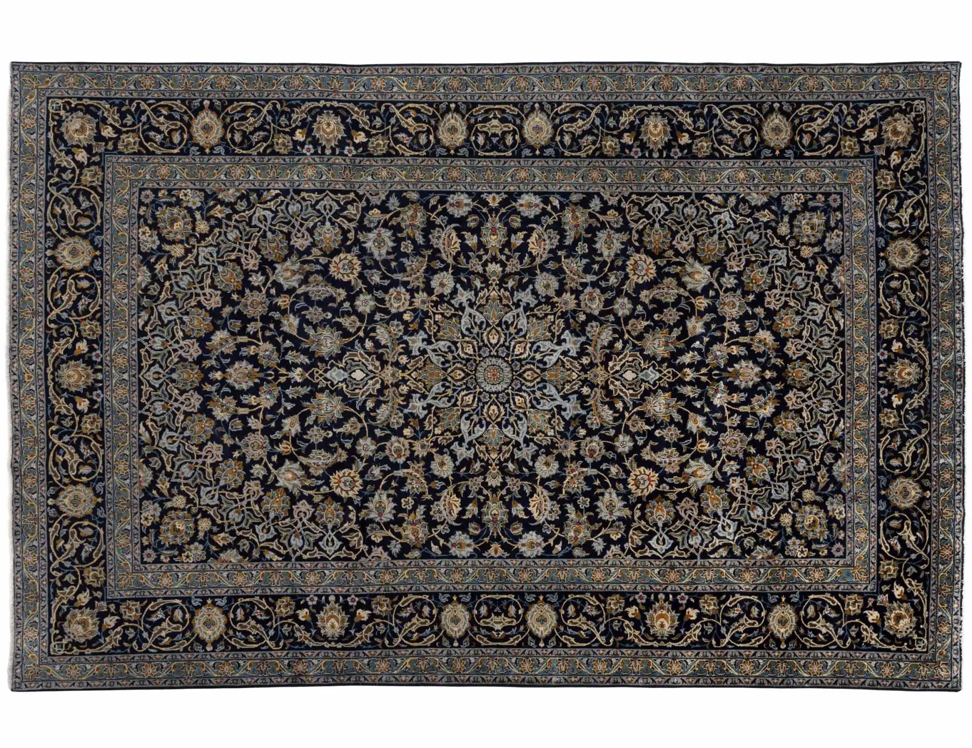 Blå Persien Kashan Patina  337 x 220 cm