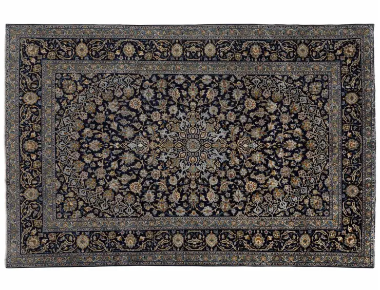 Blå Persien Kashan Patina 337 x 220 cm
